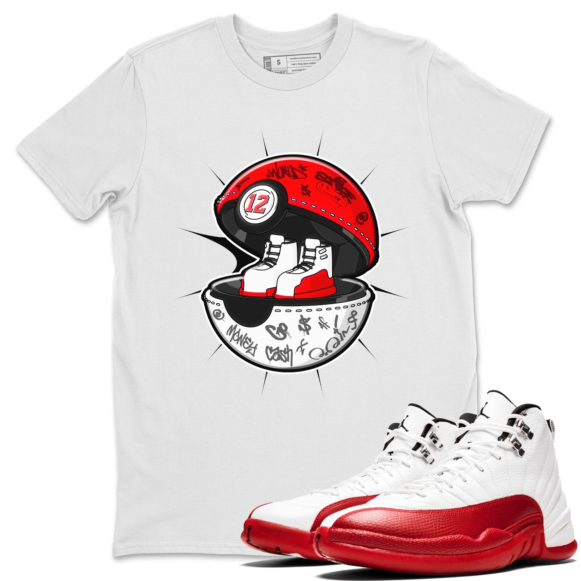 Air Jordan 12 Cherry shirt to match jordans Sneaker Capsule sneaker tees AJ12 Cherry Drip Gear Zone Unisex White 1 T-Shirt