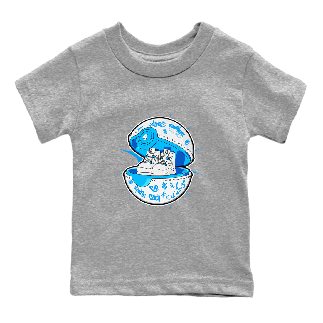 Air Jordan 4 Industrial Blue shirt to match jordans Sneaker Capsule sneaker tees Air Jordan 4 Military Blue Drip Gear Zone baby toddler Heather Grey 2 cotton Shirt