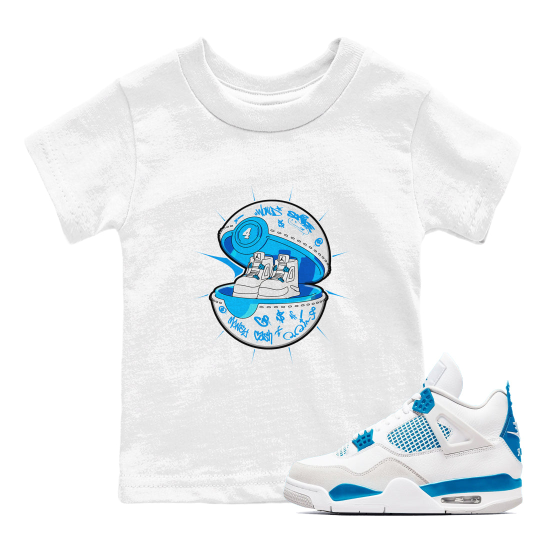 Air Jordan 4 Industrial Blue shirt to match jordans Sneaker Capsule sneaker tees Air Jordan 4 Military Blue Drip Gear Zone baby toddler White 1 cotton Shirt