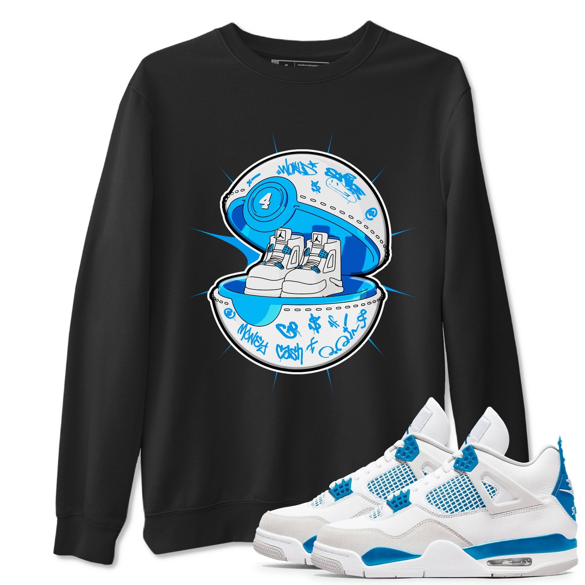 Air Jordan 4 Industrial Blue shirt to match jordans Sneaker Capsule sneaker tees Air Jordan 4 Military Blue Drip Gear Zone unisex cotton Black 1 crew neck shirt