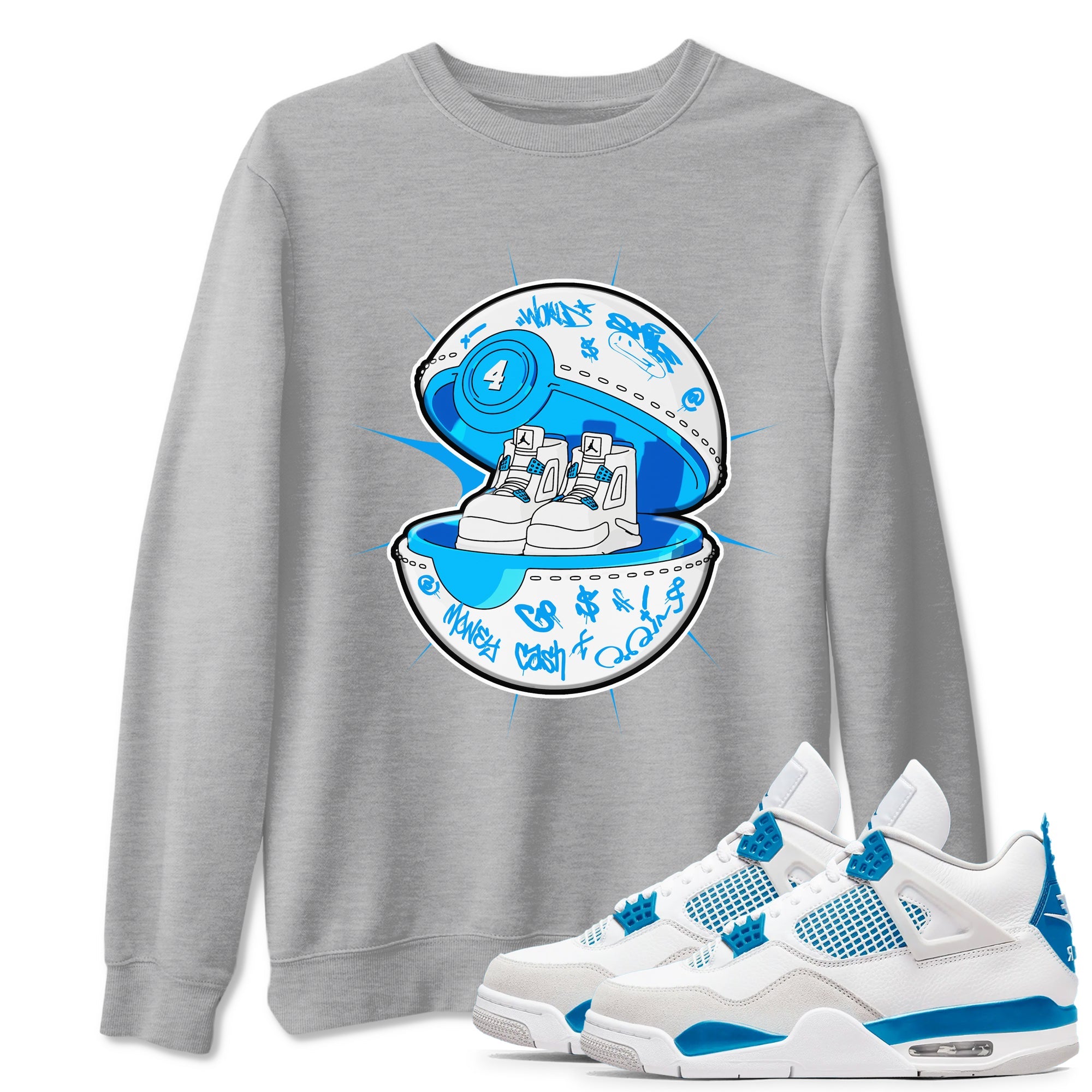 Air Jordan 4 Industrial Blue shirt to match jordans Sneaker Capsule sneaker tees Air Jordan 4 Military Blue Drip Gear Zone unisex cotton Heather Grey 1 crew neck shirt