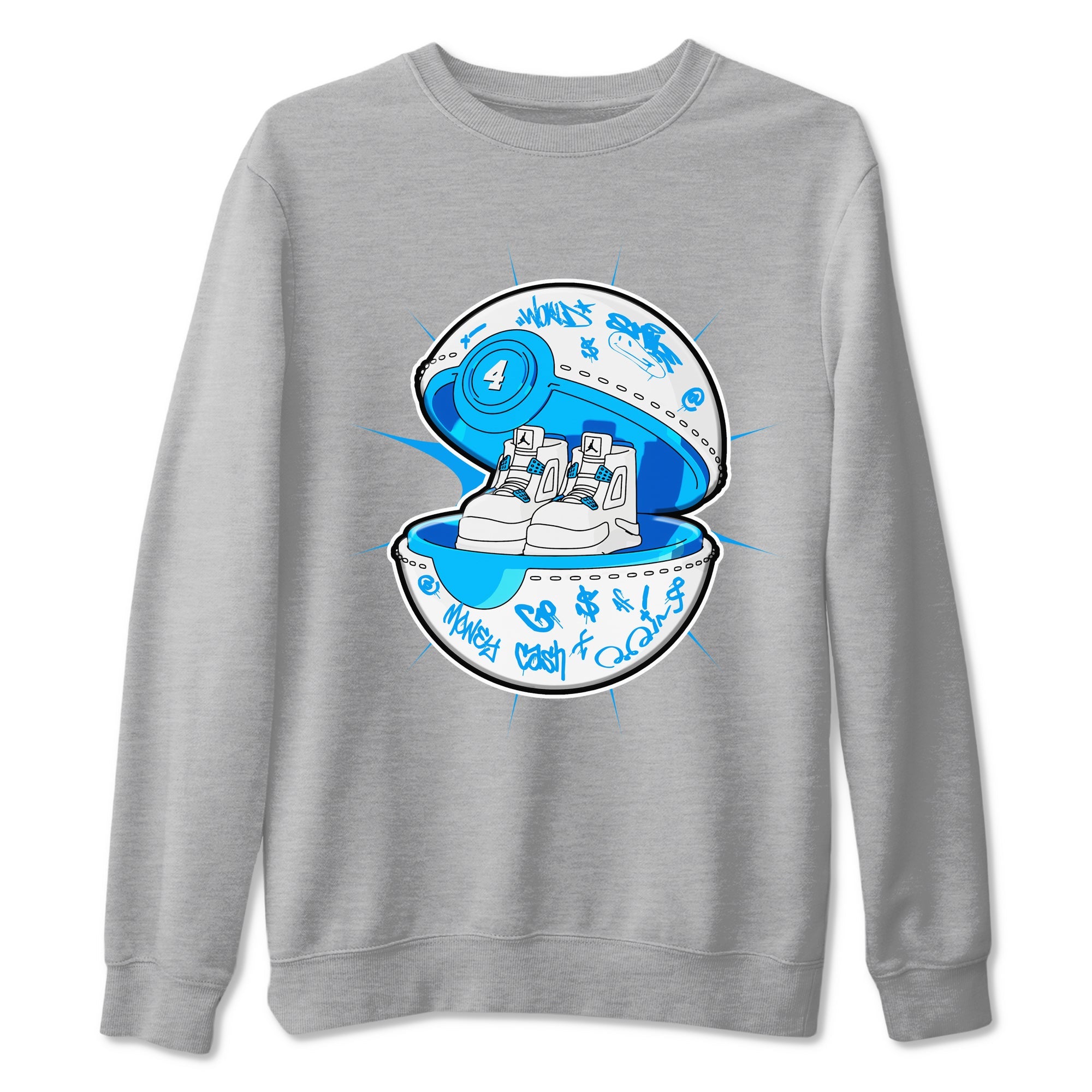 Air Jordan 4 Industrial Blue shirt to match jordans Sneaker Capsule sneaker tees Air Jordan 4 Military Blue Drip Gear Zone unisex cotton Heather Grey 2 crew neck shirt
