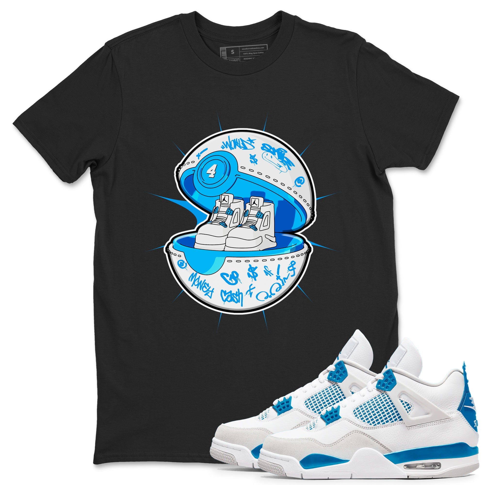 Air Jordan 4 Industrial Blue shirt to match jordans Sneaker Capsule sneaker tees Air Jordan 4 Military Blue Drip Gear Zone unisex cotton Black 1 crew neck shirt