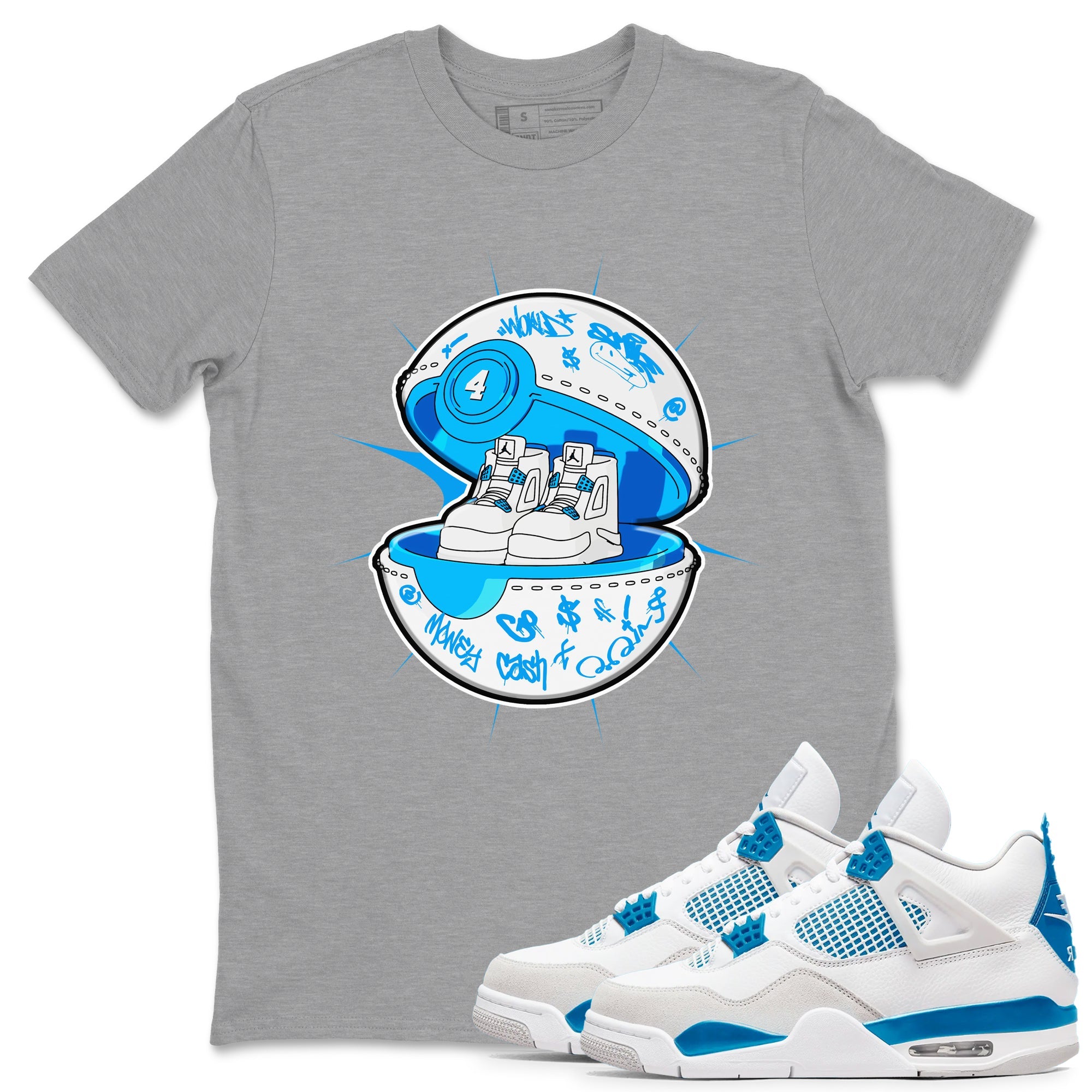 Air Jordan 4 Industrial Blue shirt to match jordans Sneaker Capsule sneaker tees Air Jordan 4 Military Blue Drip Gear Zone unisex cotton Heather Grey 1 crew neck shirt