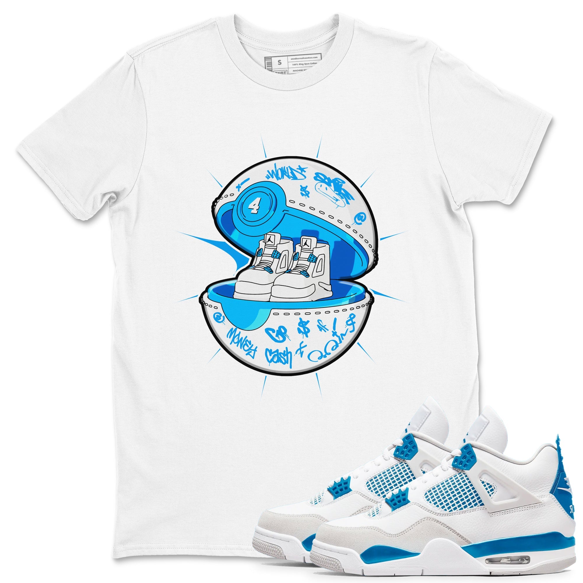 Air Jordan 4 Industrial Blue shirt to match jordans Sneaker Capsule sneaker tees Air Jordan 4 Military Blue Drip Gear Zone unisex cotton White 1 crew neck shirt