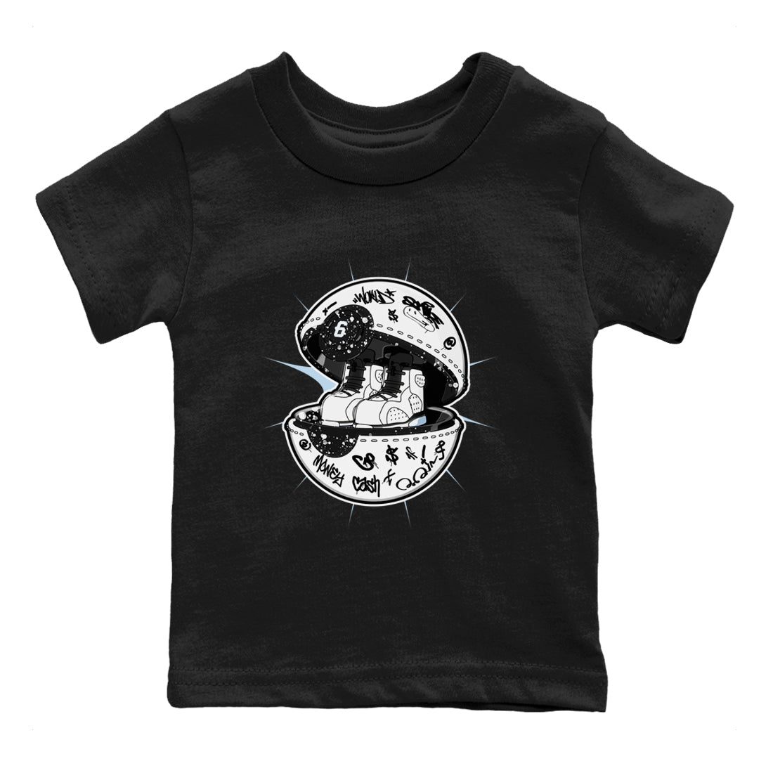 AJ6 White Black shirts to match jordans Sneaker Capsule sneaker match tees Air Jordan 6 White Black Drip Gear Zone streetwear brand Baby and Youth Black 2 cotton tee