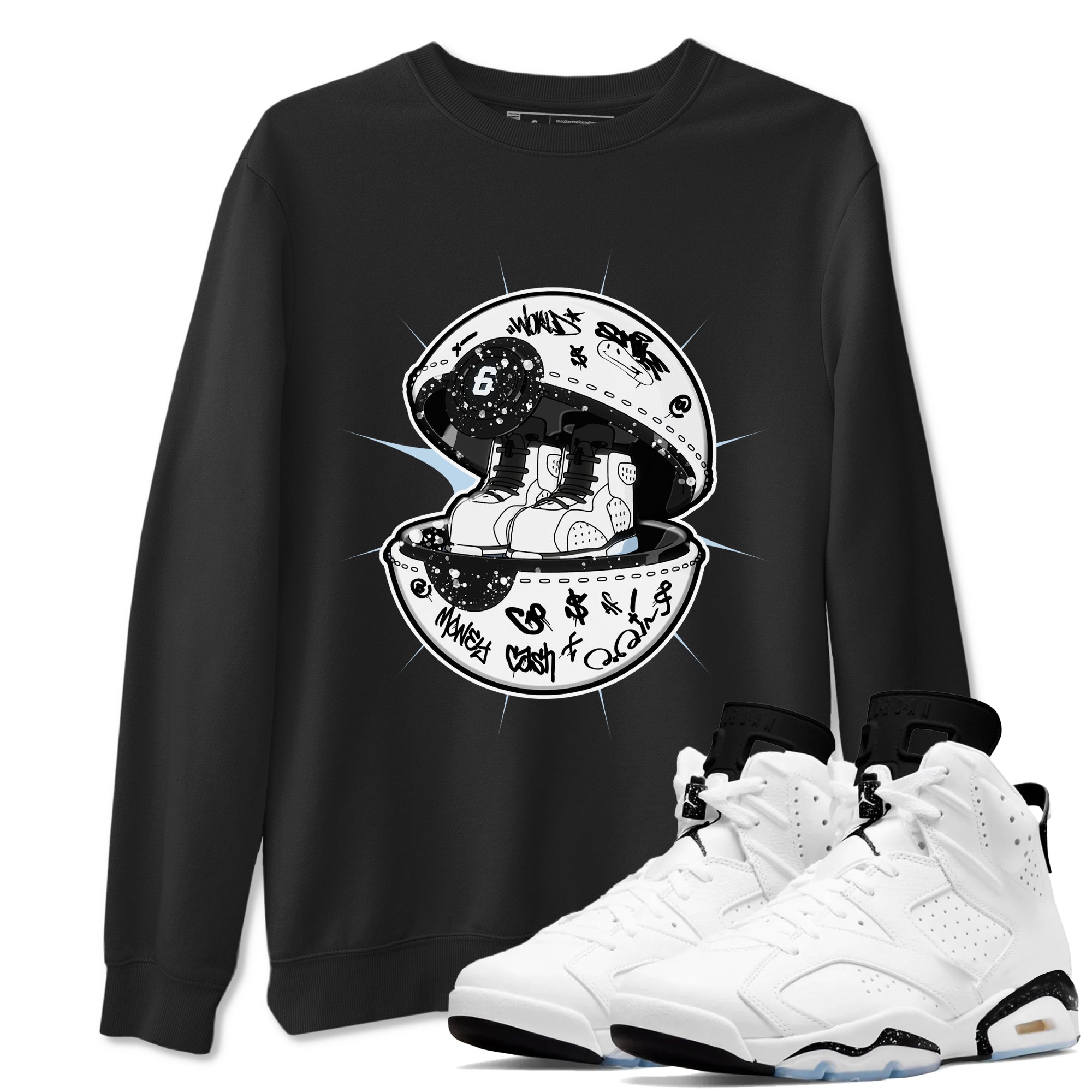 AJ6 White Black shirts to match jordans Sneaker Capsule sneaker match tees Air Jordan 6 White Black Drip Gear Zone streetwear brand Black 1 unisex cotton tee