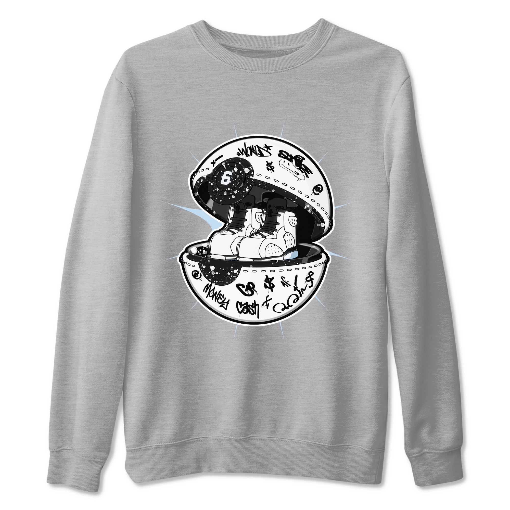 AJ6 White Black shirts to match jordans Sneaker Capsule sneaker match tees Air Jordan 6 White Black Drip Gear Zone streetwear brand Heather Grey 2 unisex cotton tee