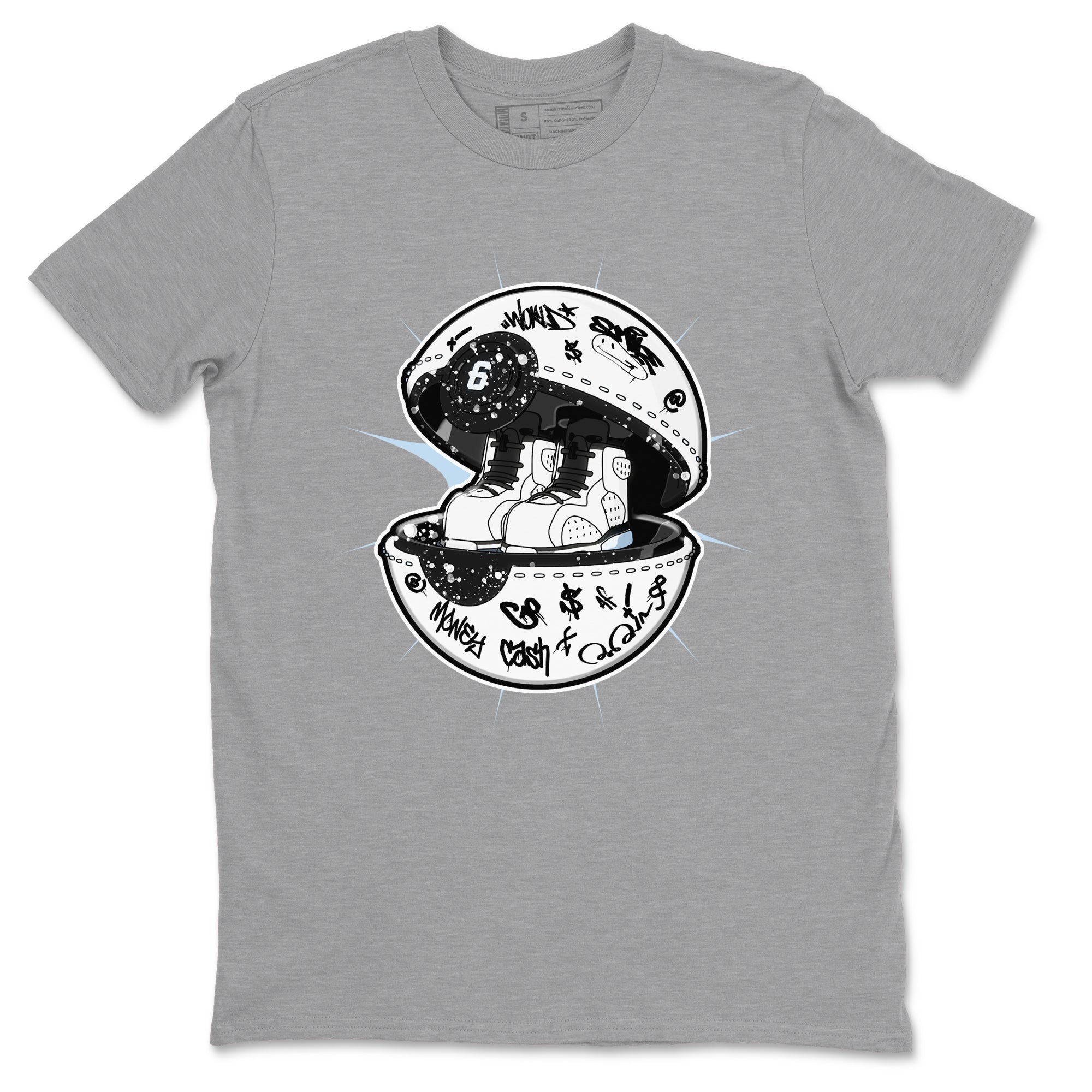 AJ6 White Black shirts to match jordans Sneaker Capsule sneaker match tees Air Jordan 6 White Black Drip Gear Zone streetwear brand Heather Grey 2 unisex cotton tee