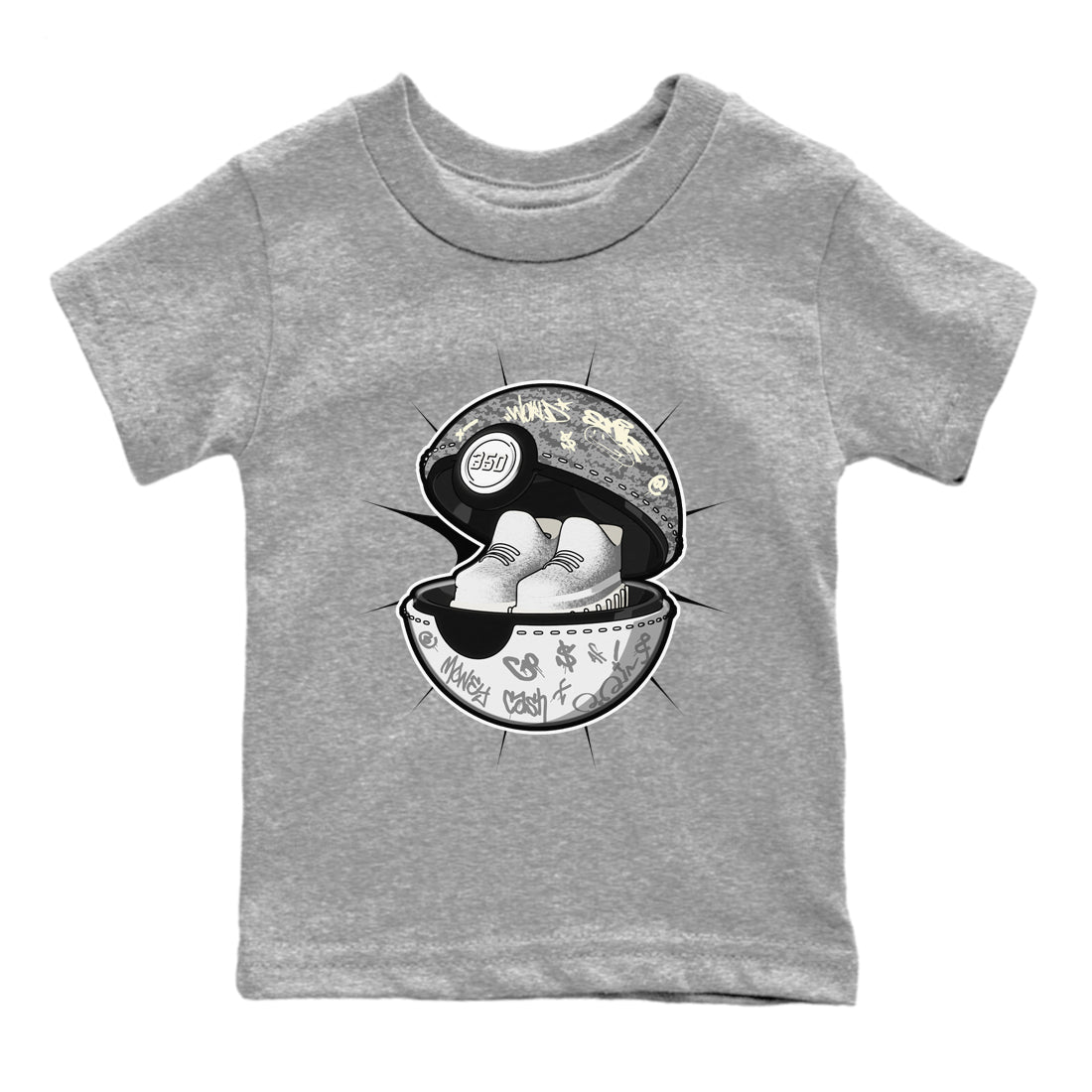Yeezy 350 Static shirt to match jordans Sneaker Capsule sneaker tees Adidas Yeezy 350 Static Drip Gear Zone Baby Toddler Heather Grey 2 T-Shirt