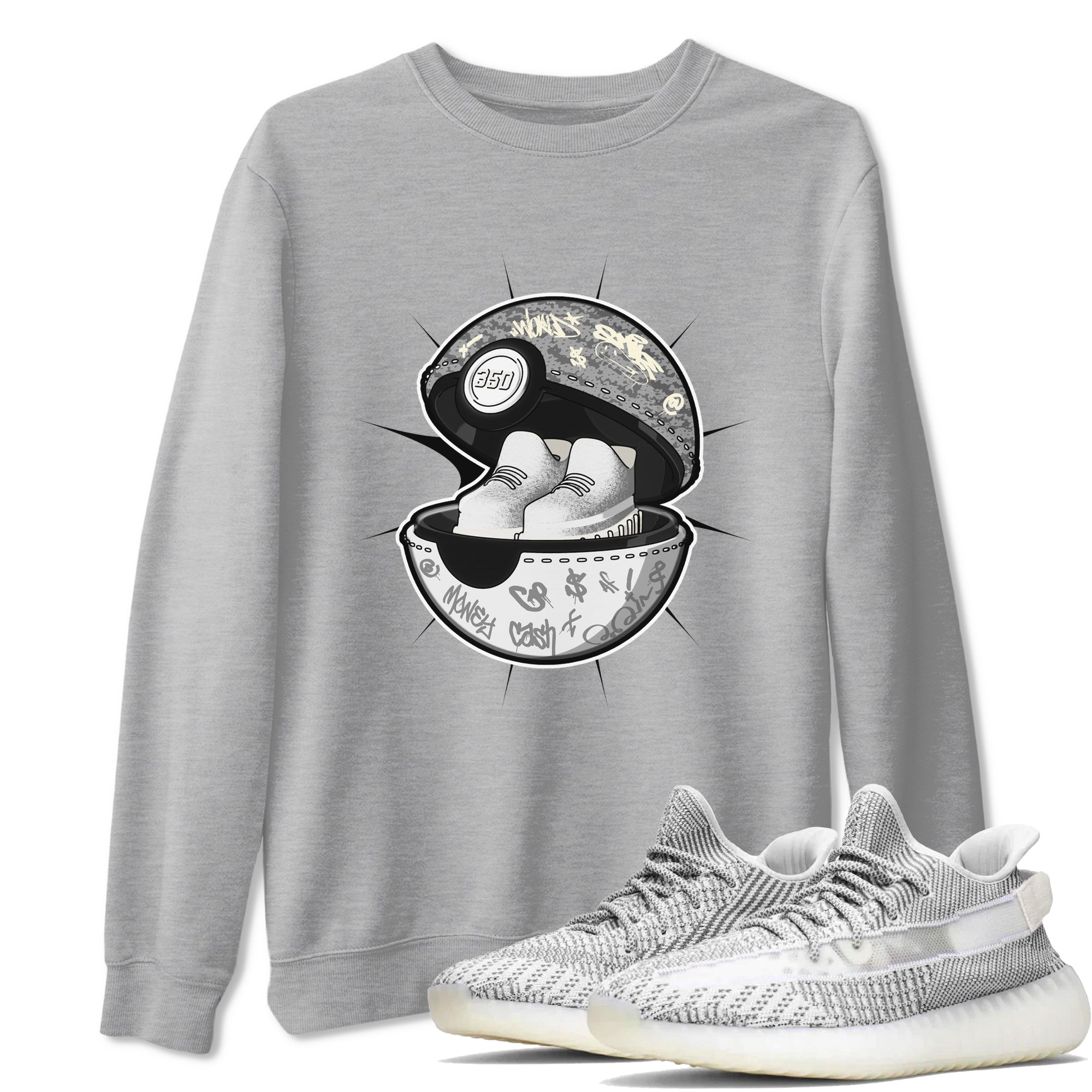 Yeezy 350 Static shirt to match jordans Sneaker Capsule sneaker tees Adidas Yeezy 350 Static Drip Gear Zone Unisex Heather Grey 1 T-Shirt