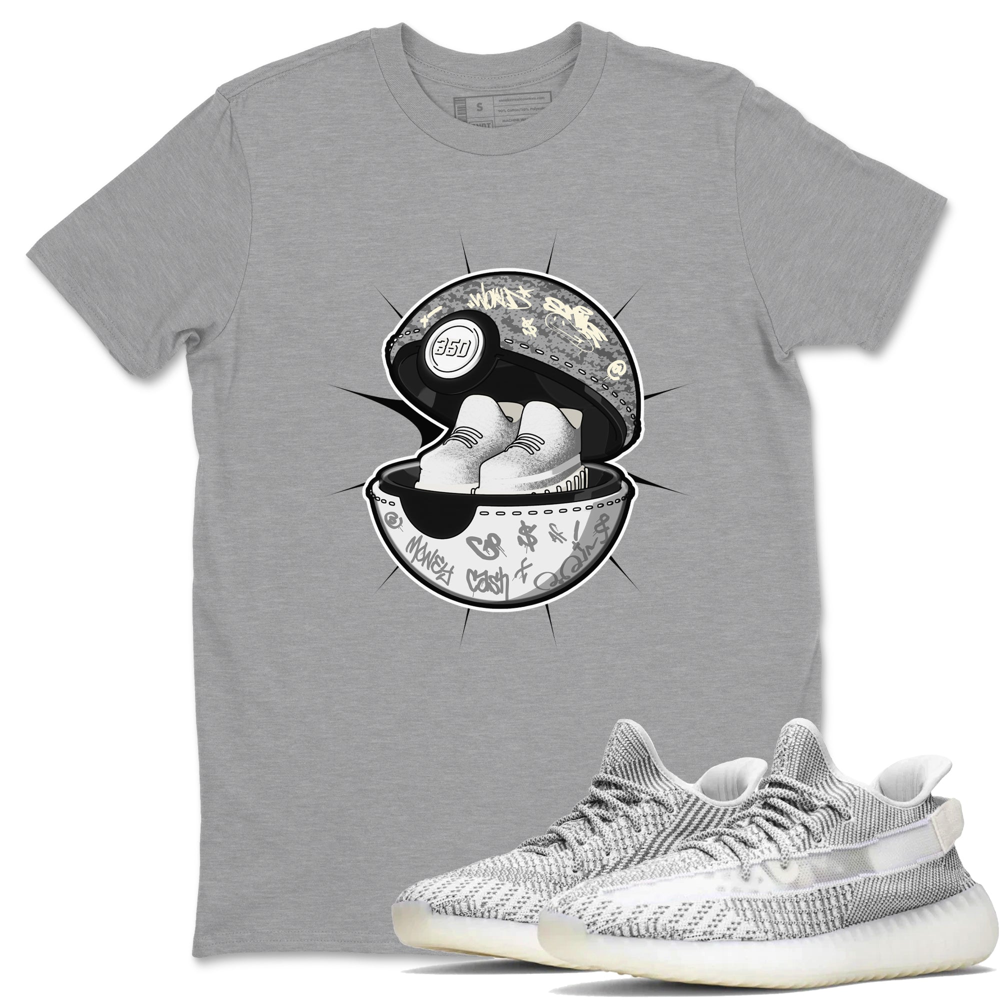 Yeezy 350 Static shirt to match jordans Sneaker Capsule sneaker tees Adidas Yeezy 350 Static Drip Gear Zone Unisex Heather Grey 1 T-Shirt
