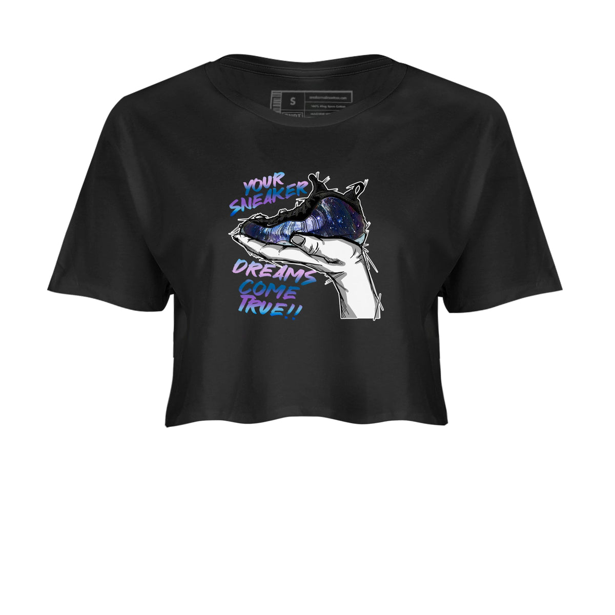 Foams One Galaxy shirts to match jordans Sneaker Dreams sneaker match tees Air Foamposite One Galaxy match shoes to clothes Drip Gear Zone unisex cotton Black 2 crop tee