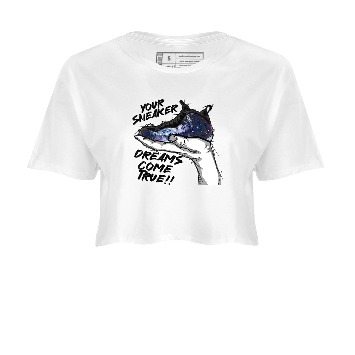Foams One Galaxy shirts to match jordans Sneaker Dreams sneaker match tees Air Foamposite One Galaxy match shoes to clothes Drip Gear Zone unisex cotton White 2 crop tee