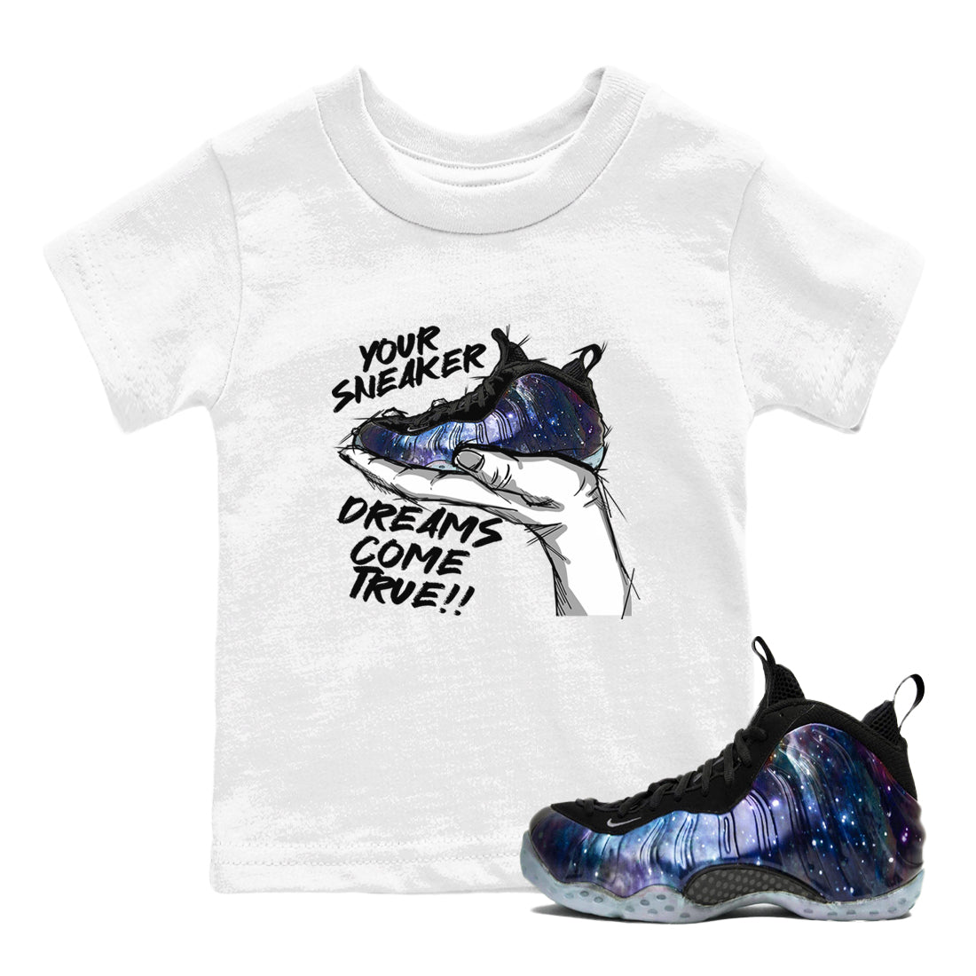 Foams One Galaxy shirts to match jordans Sneaker Dreams sneaker match tees Air Foamposite One Galaxy match shoes to clothes Drip Gear Zone Youth Baby White 1 tee