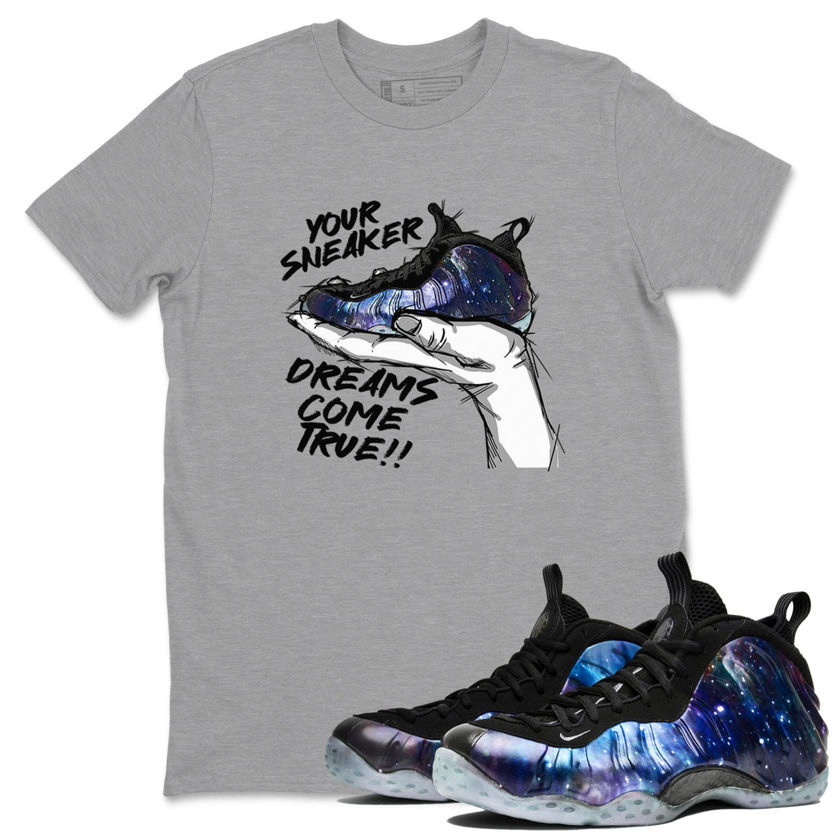 Foams One Galaxy shirts to match jordans Sneaker Dreams sneaker match tees Air Foamposite One Galaxy match shoes to clothes Drip Gear Zone unisex cotton Heather Grey 1 shirts