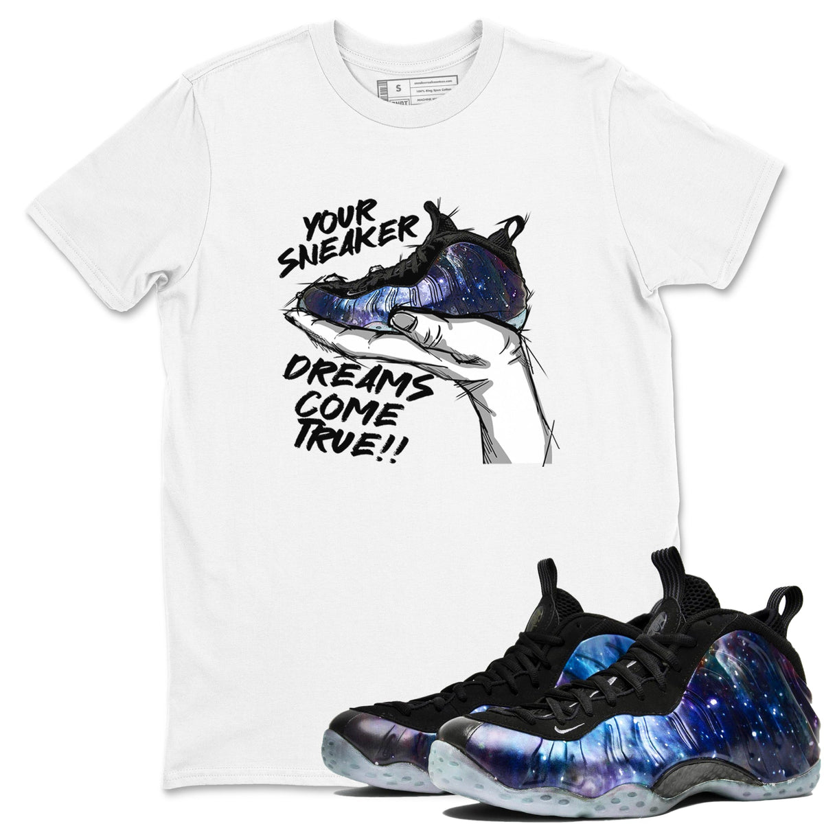 Foams One Galaxy shirts to match jordans Sneaker Dreams sneaker match tees Air Foamposite One Galaxy match shoes to clothes Drip Gear Zone unisex cotton White 1 shirts