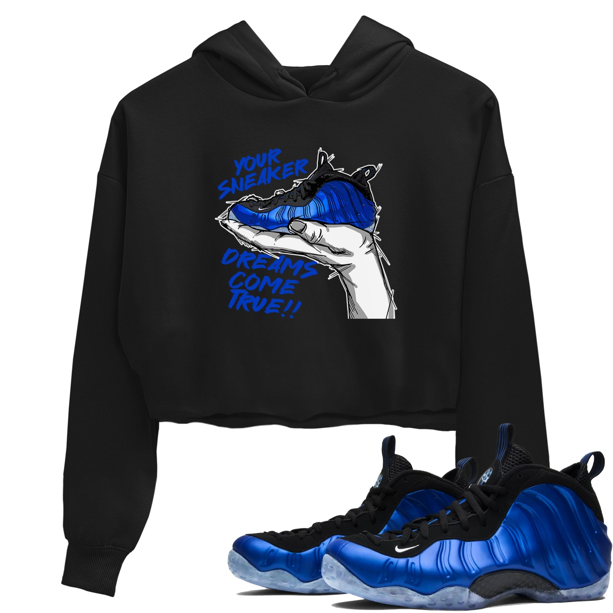 Foams One Royal shirts to match jordans Sneaker Dreams sneaker match tees Air Foamposite One Royal match shoes to clothes Drip Gear Zone unisex cotton Black 1 crop tee