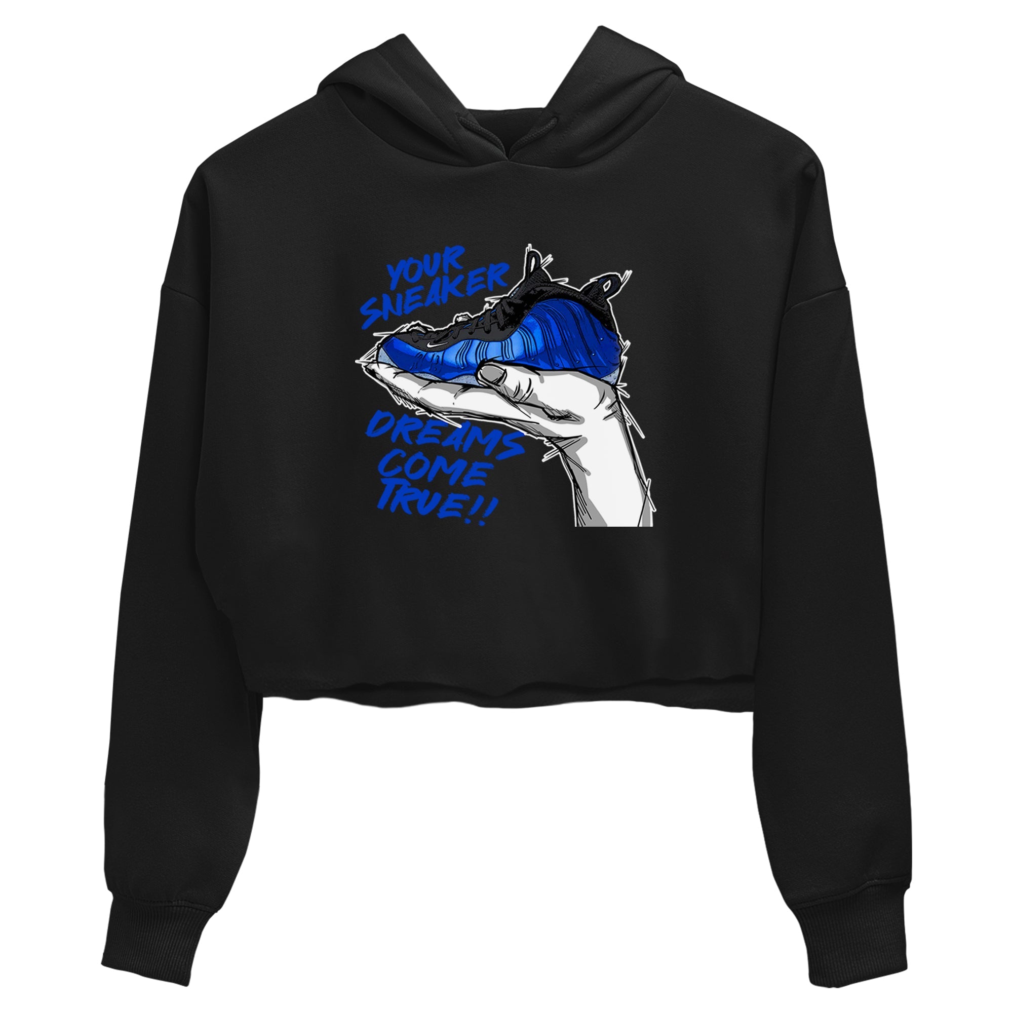 Foams One Royal shirts to match jordans Sneaker Dreams sneaker match tees Air Foamposite One Royal match shoes to clothes Drip Gear Zone unisex cotton Black 2 crop tee