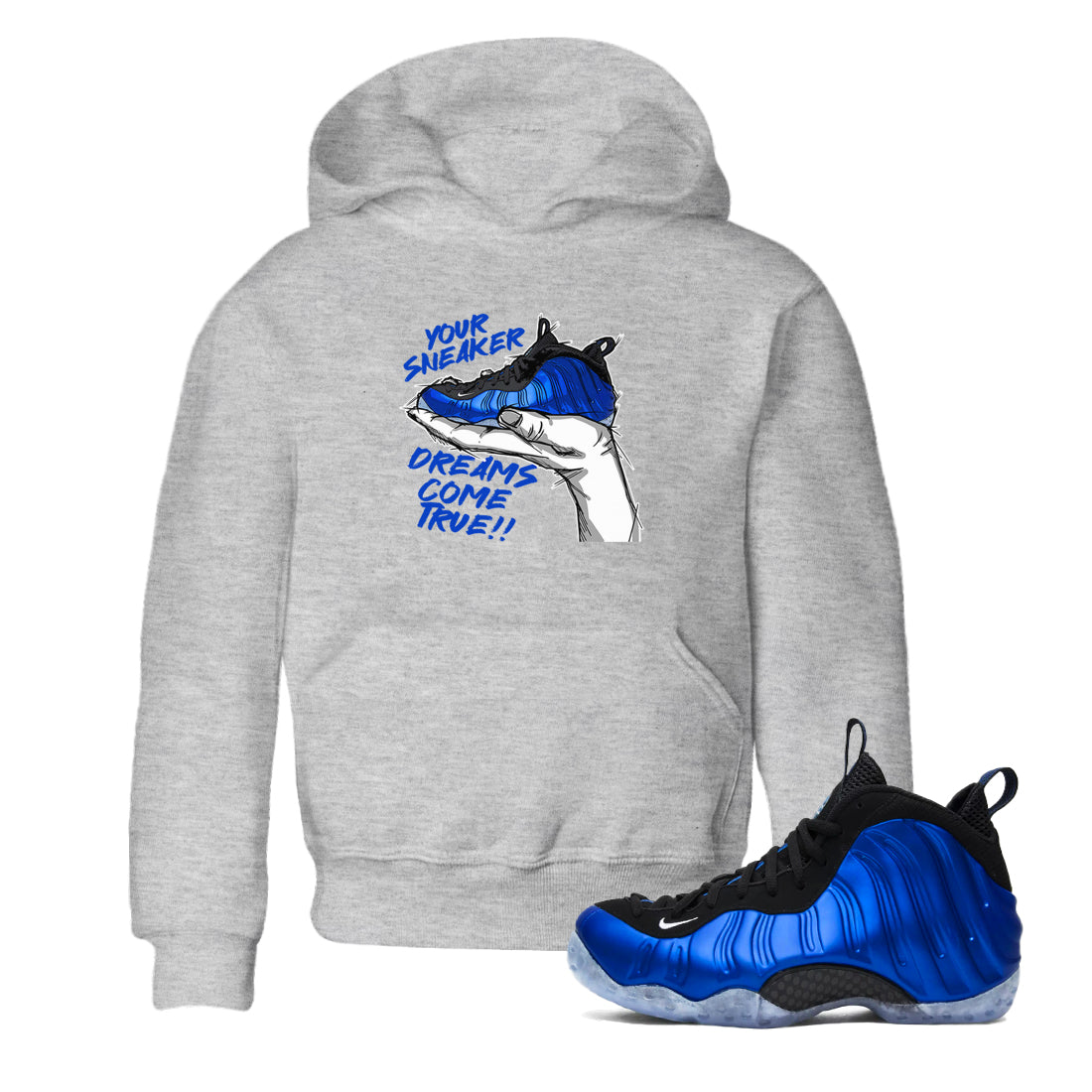 Foams One Royal shirts to match jordans Sneaker Dreams sneaker match tees Air Foamposite One Royal match shoes to clothes Drip Gear Zone Youth Baby Heather Grey 1 tee