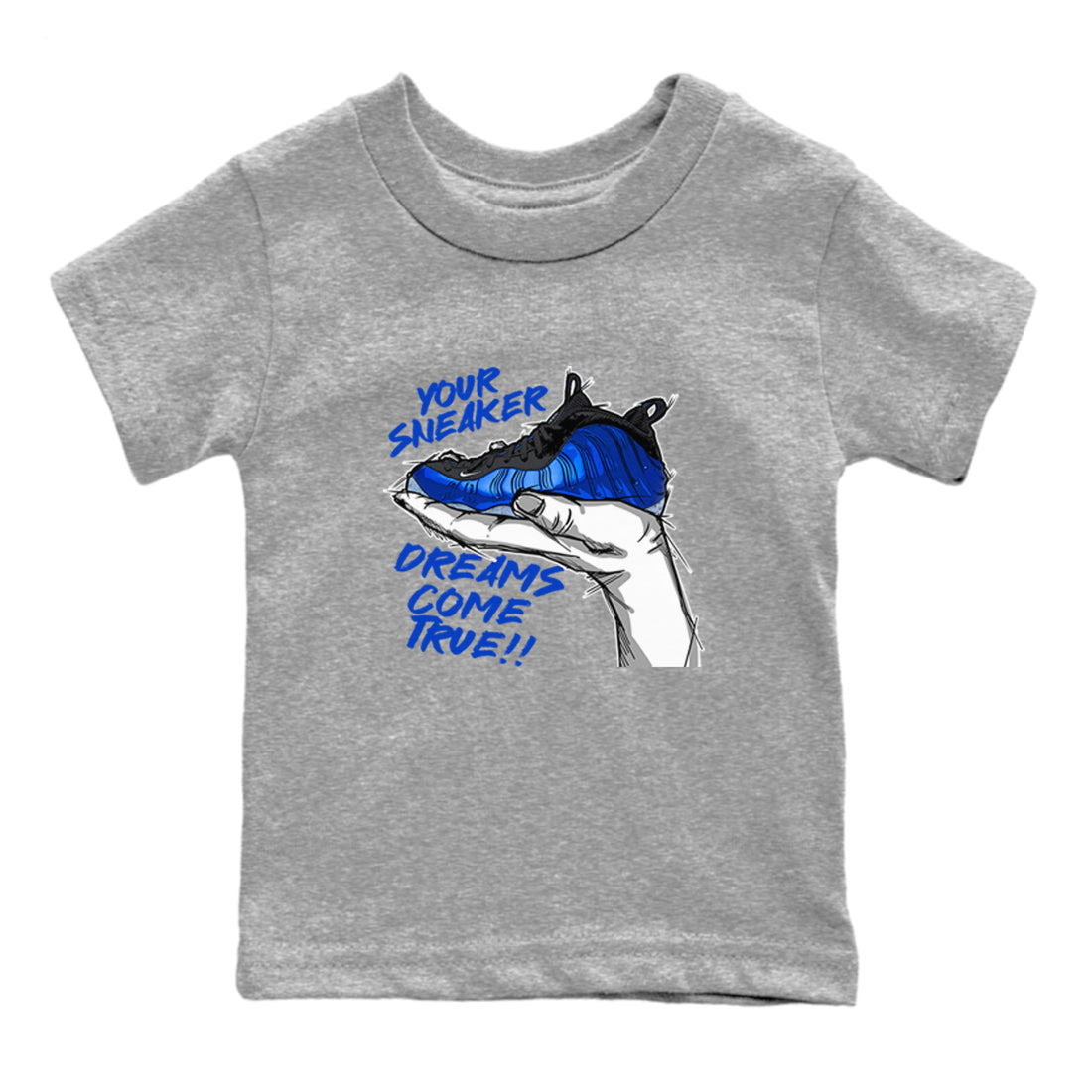 Foams One Royal shirts to match jordans Sneaker Dreams sneaker match tees Air Foamposite One Royal match shoes to clothes Drip Gear Zone Youth Baby Heather Grey 2 tee