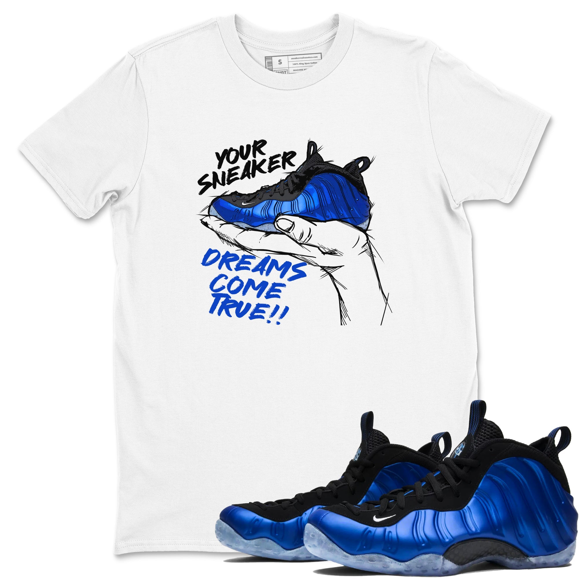 Foams One Royal shirts to match jordans Sneaker Dreams sneaker match tees Air Foamposite One Royal match shoes to clothes Drip Gear Zone unisex cotton White 1 shirts
