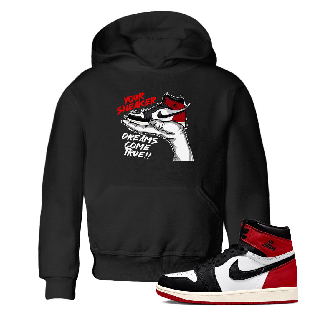 1s Black Toe Reimagined shirts to match jordans Sneaker Dreams sneaker match tees Air Jordan 1 High OG Black Toe Reimagined match shoes to clothes Drip Gear Zone Youth Baby Black 1 tee