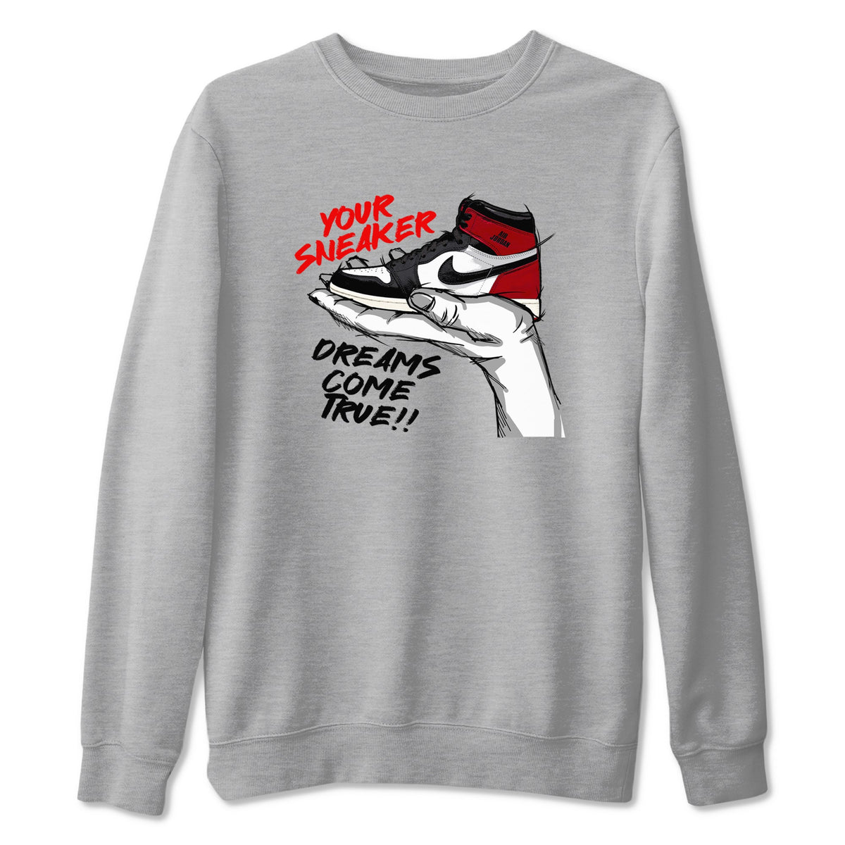 1s Black Toe Reimagined shirts to match jordans Sneaker Dreams sneaker match tees Air Jordan 1 High OG Black Toe Reimagined match shoes to clothes Drip Gear Zone unisex cotton Heather Grey 2 shirts