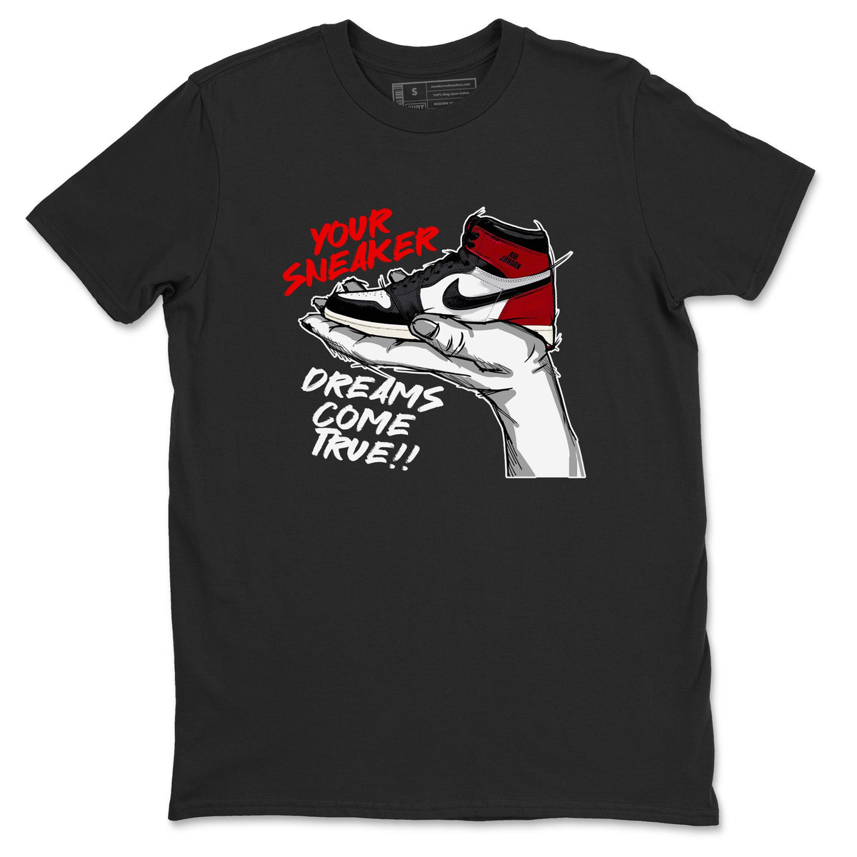 1s Black Toe Reimagined shirts to match jordans Sneaker Dreams sneaker match tees Air Jordan 1 High OG Black Toe Reimagined match shoes to clothes Drip Gear Zone unisex cotton Black 2 shirts