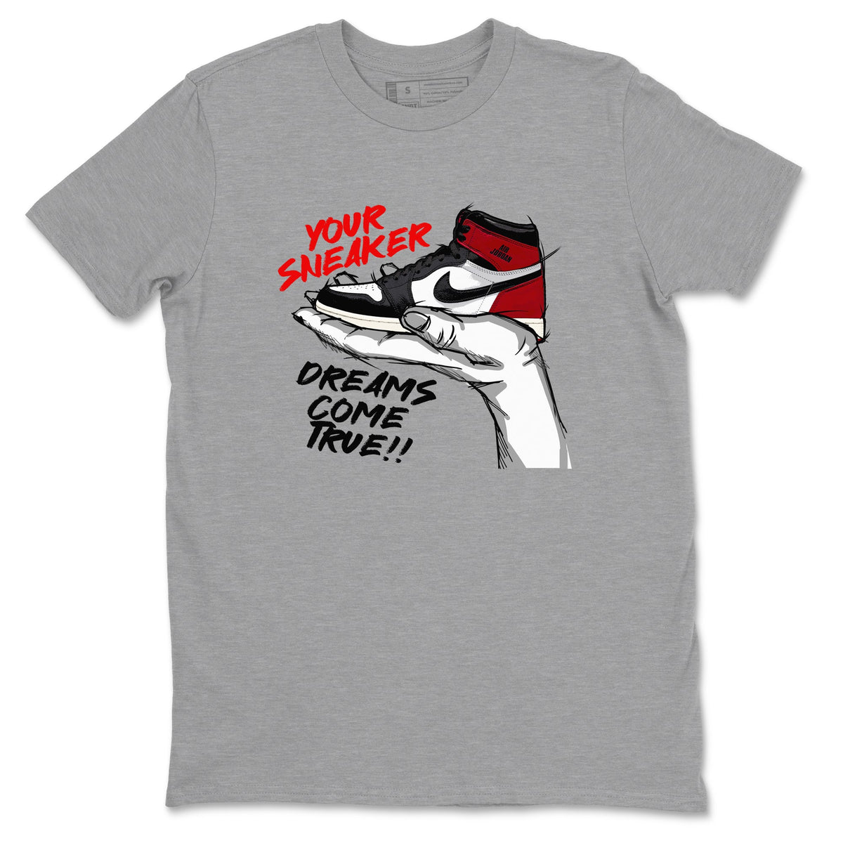 1s Black Toe Reimagined shirts to match jordans Sneaker Dreams sneaker match tees Air Jordan 1 High OG Black Toe Reimagined match shoes to clothes Drip Gear Zone unisex cotton Heather Grey 2 shirts