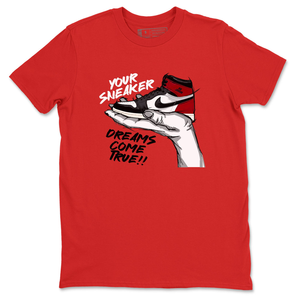 1s Black Toe Reimagined shirts to match jordans Sneaker Dreams sneaker match tees Air Jordan 1 High OG Black Toe Reimagined match shoes to clothes Drip Gear Zone unisex cotton Red 2 shirts