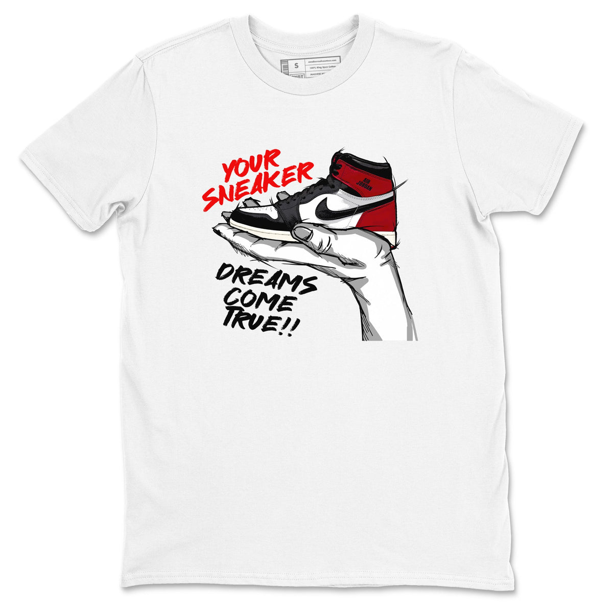 1s Black Toe Reimagined shirts to match jordans Sneaker Dreams sneaker match tees Air Jordan 1 High OG Black Toe Reimagined match shoes to clothes Drip Gear Zone unisex cotton White 2 shirts