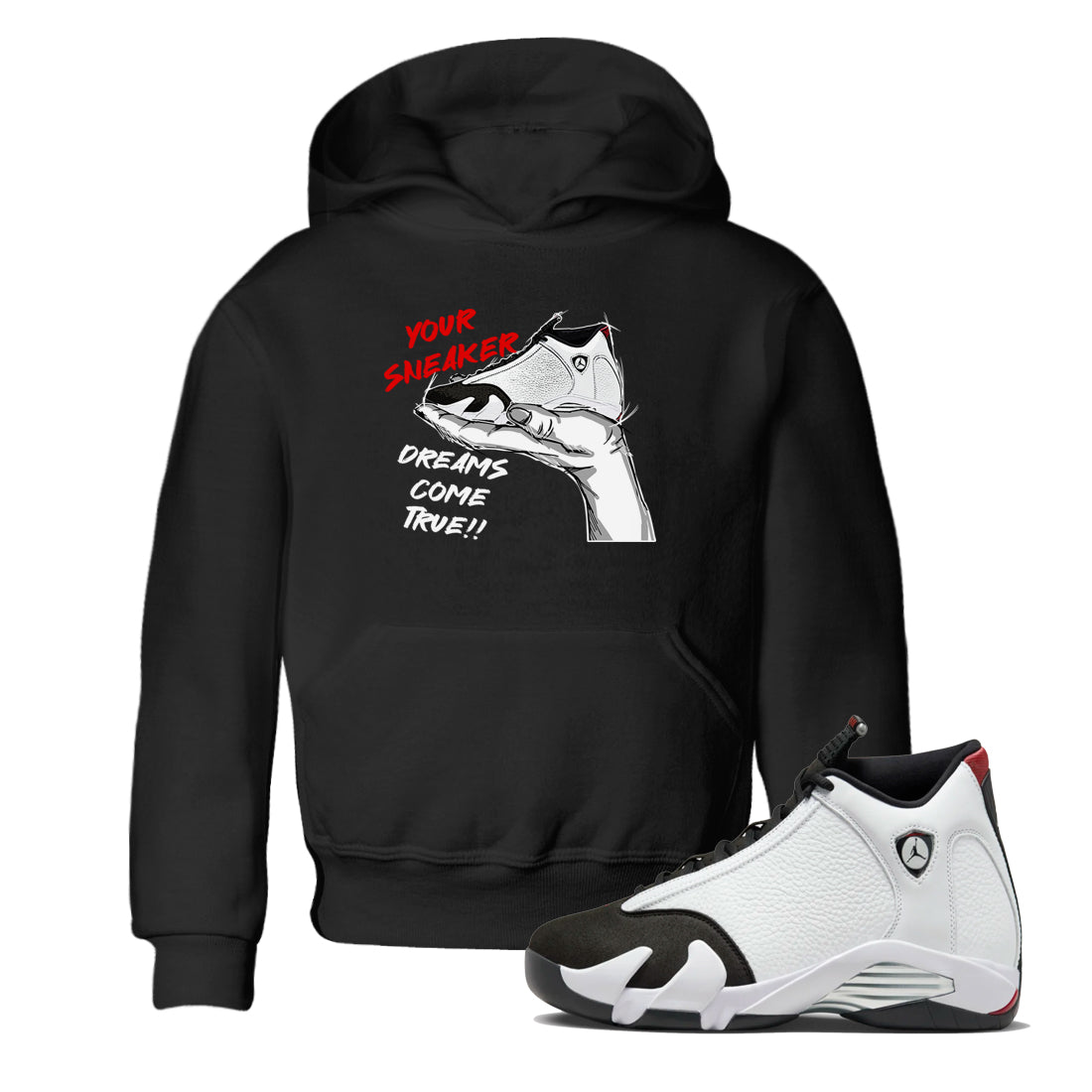Jordan 14 Retro Black Toe t shirts to match sneakers Sneaker Dreams sneaker match tees 14s Black Toe sneaker match tee Drip Gear Zone Youth Baby Black 1 tee