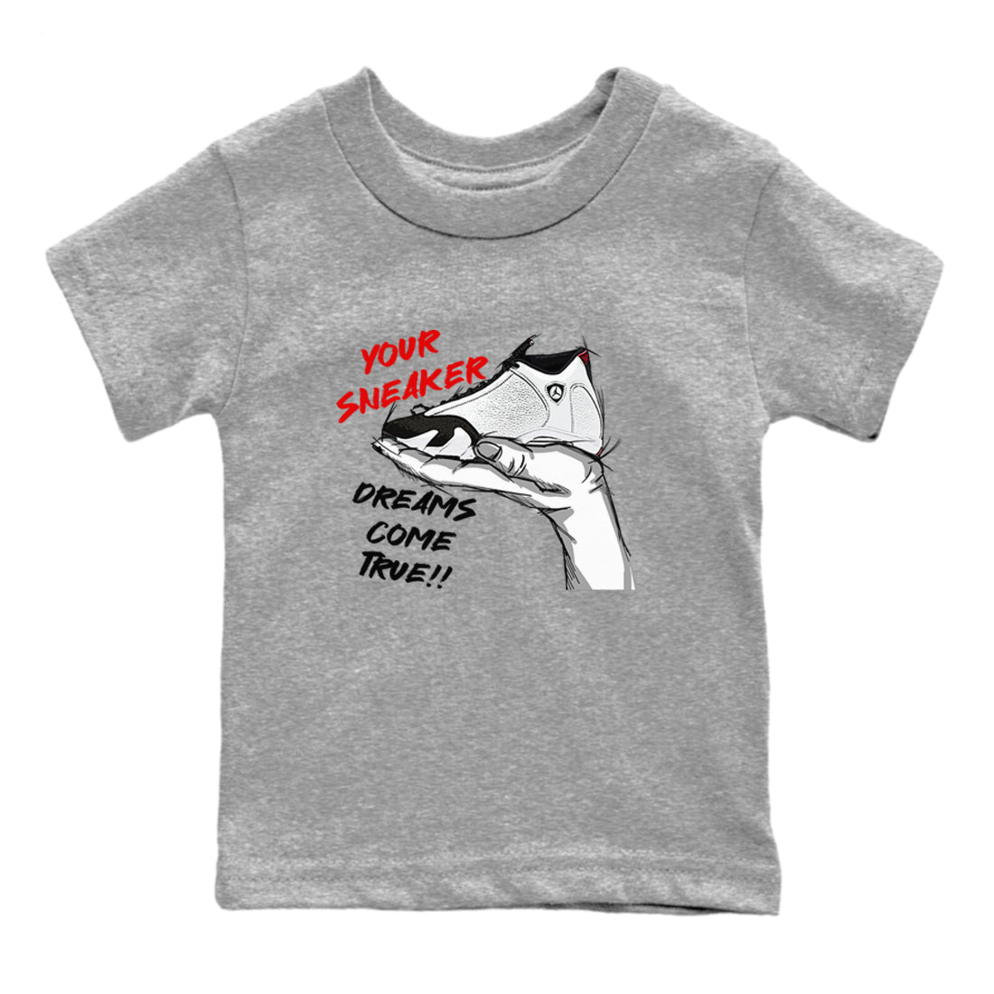Jordan 14 Retro Black Toe t shirts to match sneakers Sneaker Dreams sneaker match tees 14s Black Toe sneaker match tee Drip Gear Zone Youth Baby Heather Grey 2 tee