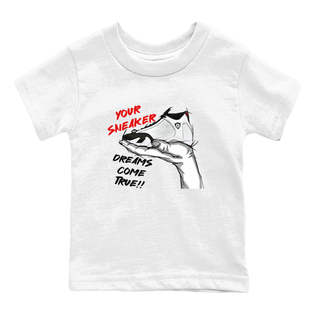 Jordan 14 Retro Black Toe t shirts to match sneakers Sneaker Dreams sneaker match tees 14s Black Toe sneaker match tee Drip Gear Zone Youth Baby White 2 tee