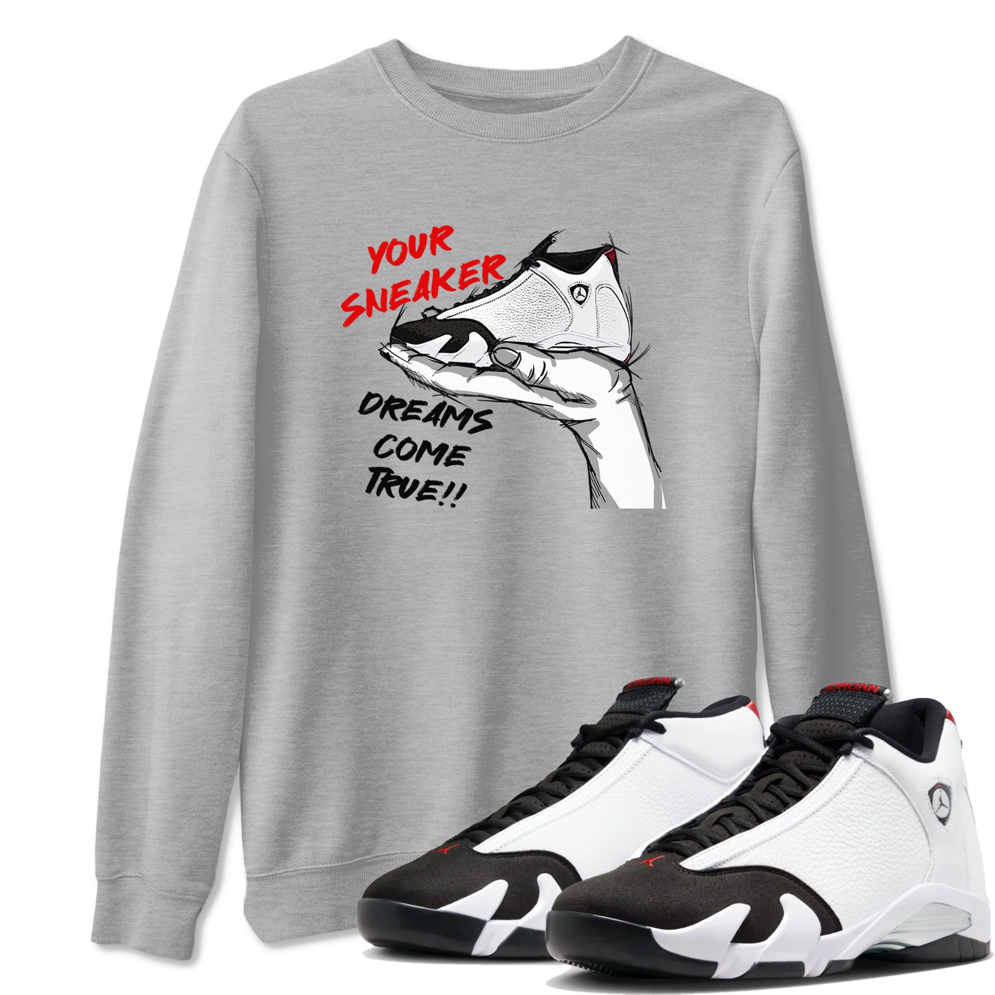 Jordan 14 Retro Black Toe t shirts to match sneakers Sneaker Dreams sneaker match tees 14s Black Toe sneaker match tee Drip Gear Zone unisex cotton Heather Grey 1 shirts