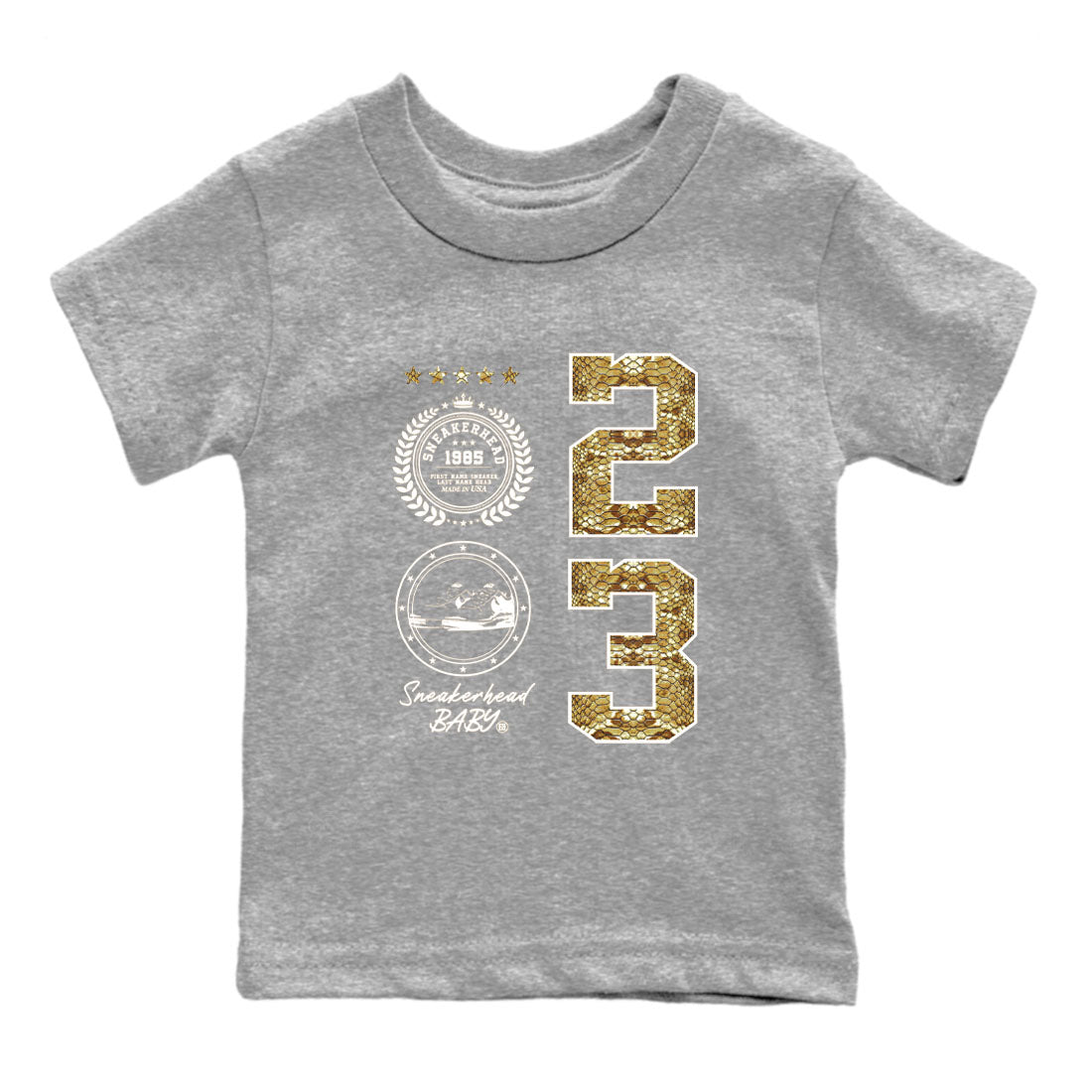 Air Force 1 Ivory Snake shirt to match jordans Sneaker Emblem sneaker tees Air Force 1 Ivory Snake Drip Gear Zone baby toddler Heather Grey 2 cotton Shirt