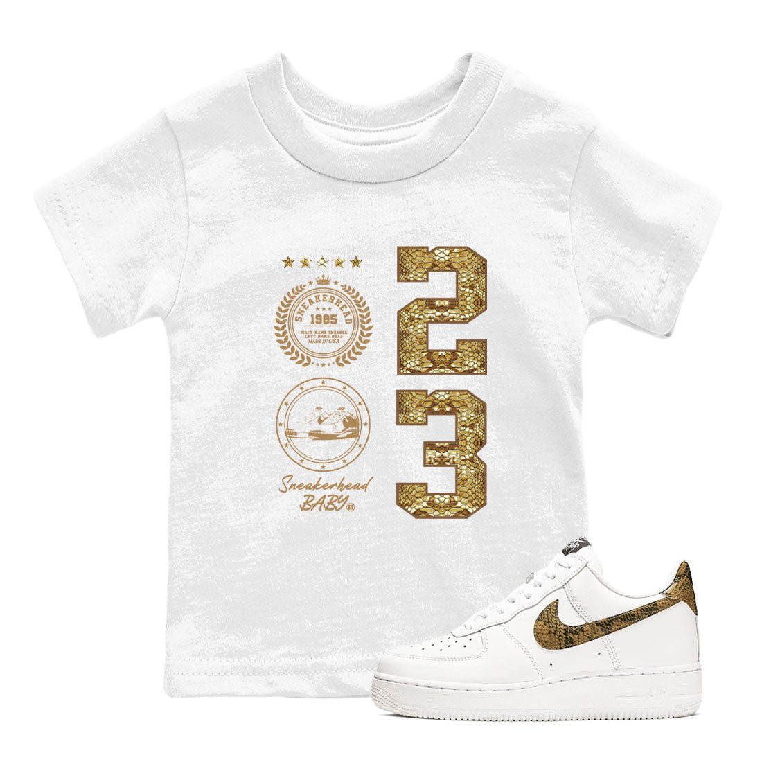Air Force 1 Ivory Snake shirt to match jordans Sneaker Emblem sneaker tees Air Force 1 Ivory Snake Drip Gear Zone baby toddler White 1 cotton Shirt
