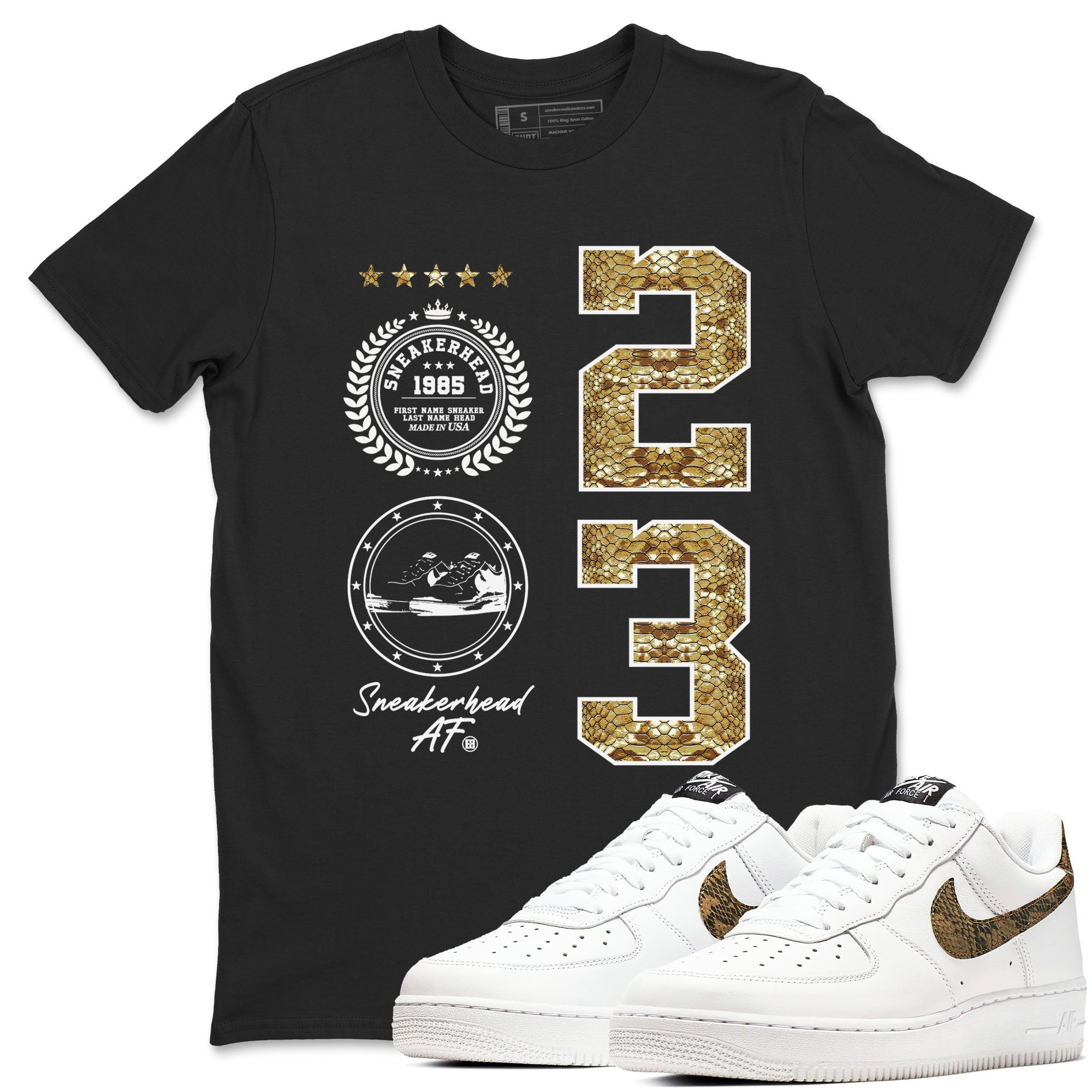Air Force 1 Ivory Snake shirt to match jordans Sneaker Emblem sneaker tees Air Force 1 Ivory Snake Drip Gear Zone unisex cotton Black 1 crew neck shirt