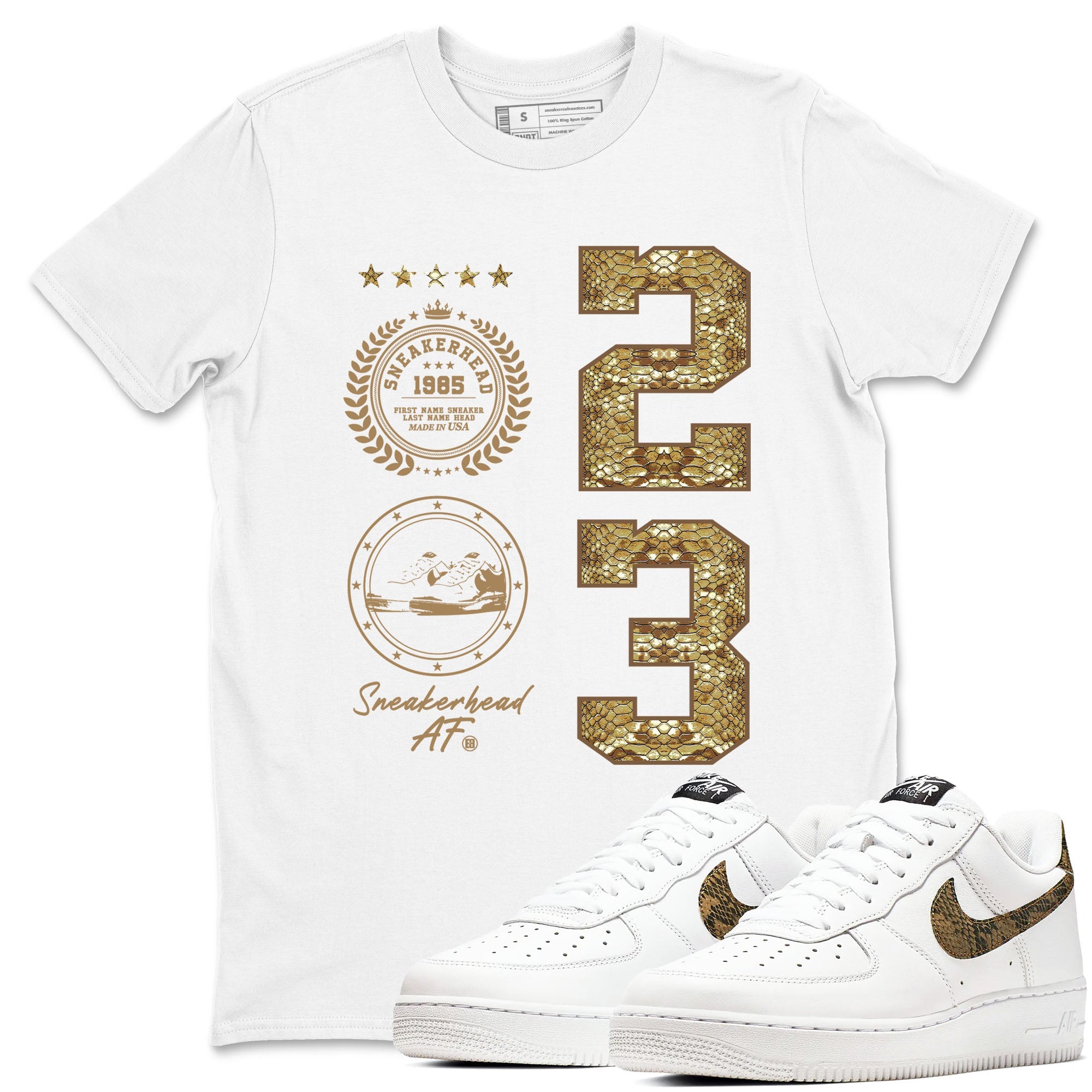 Air Force 1 Ivory Snake shirt to match jordans Sneaker Emblem sneaker tees Air Force 1 Ivory Snake Drip Gear Zone unisex cotton White 1 crew neck shirt