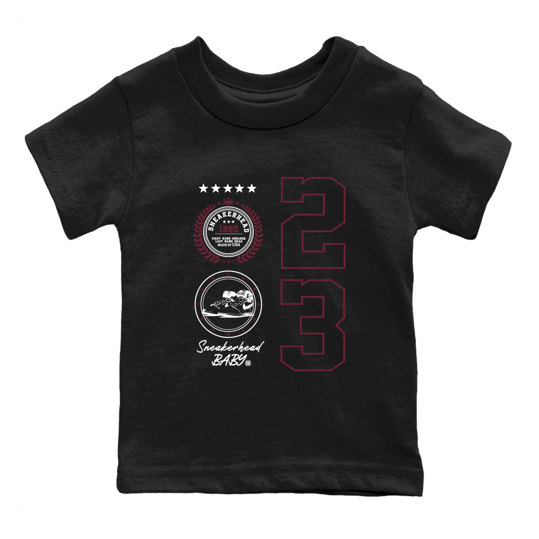 Air Jordan 1 High OG Metallic Burgundy shirts to match jordans Sneaker Emblem sneaker match tees Air Jordan 1 Metallic Burgundy Drip Gear Zone streetwear brand Baby and Youth Black 2 cotton tee