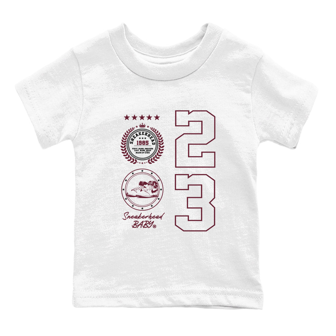 Air Jordan 1 High OG Metallic Burgundy shirts to match jordans Sneaker Emblem sneaker match tees Air Jordan 1 Metallic Burgundy Drip Gear Zone streetwear brand Baby and Youth White 2 cotton tee