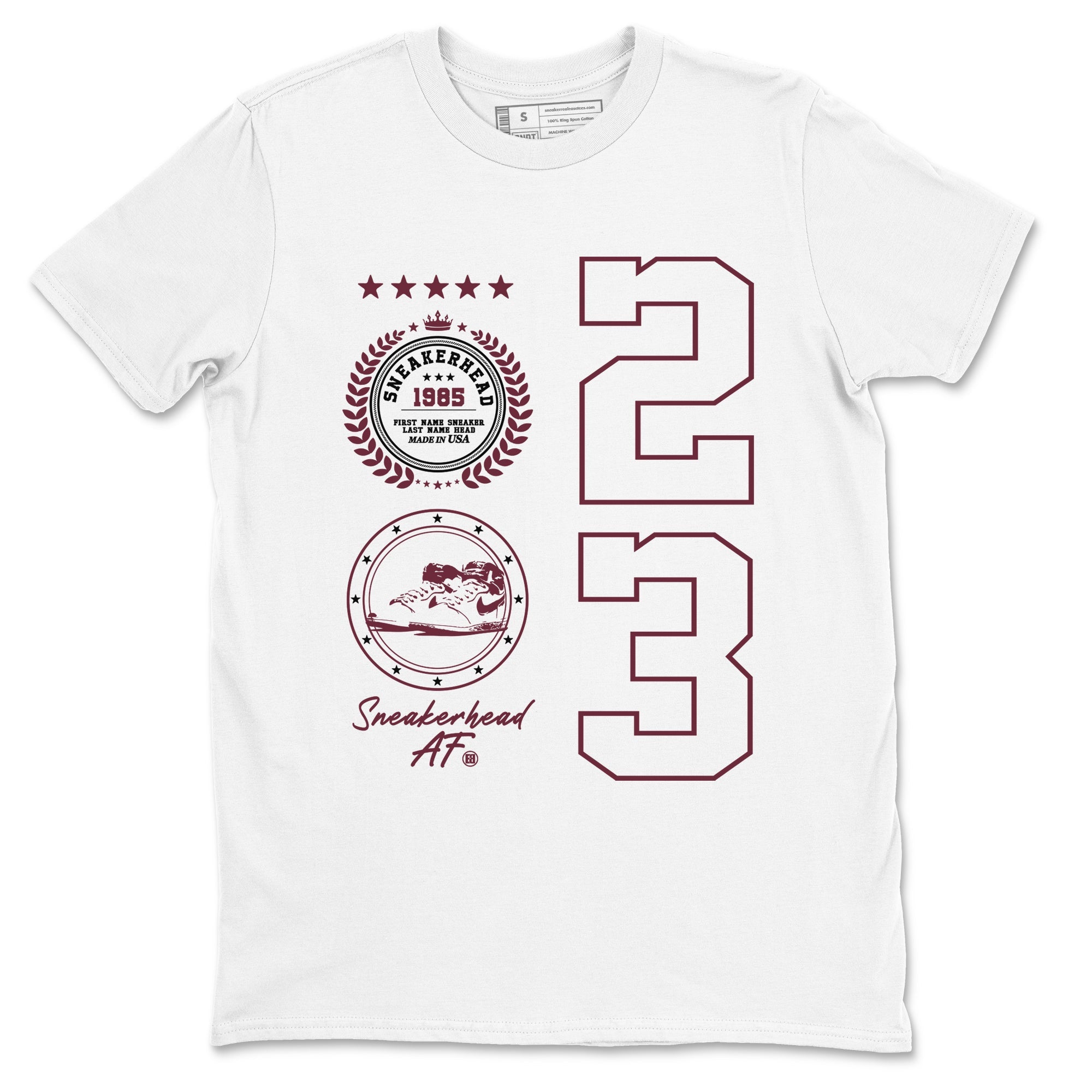 Air Jordan 1 High OG Metallic Burgundy shirts to match jordans Sneaker Emblem sneaker match tees Air Jordan 1 Metallic Burgundy Drip Gear Zone streetwear brand White 2 unisex cotton tee