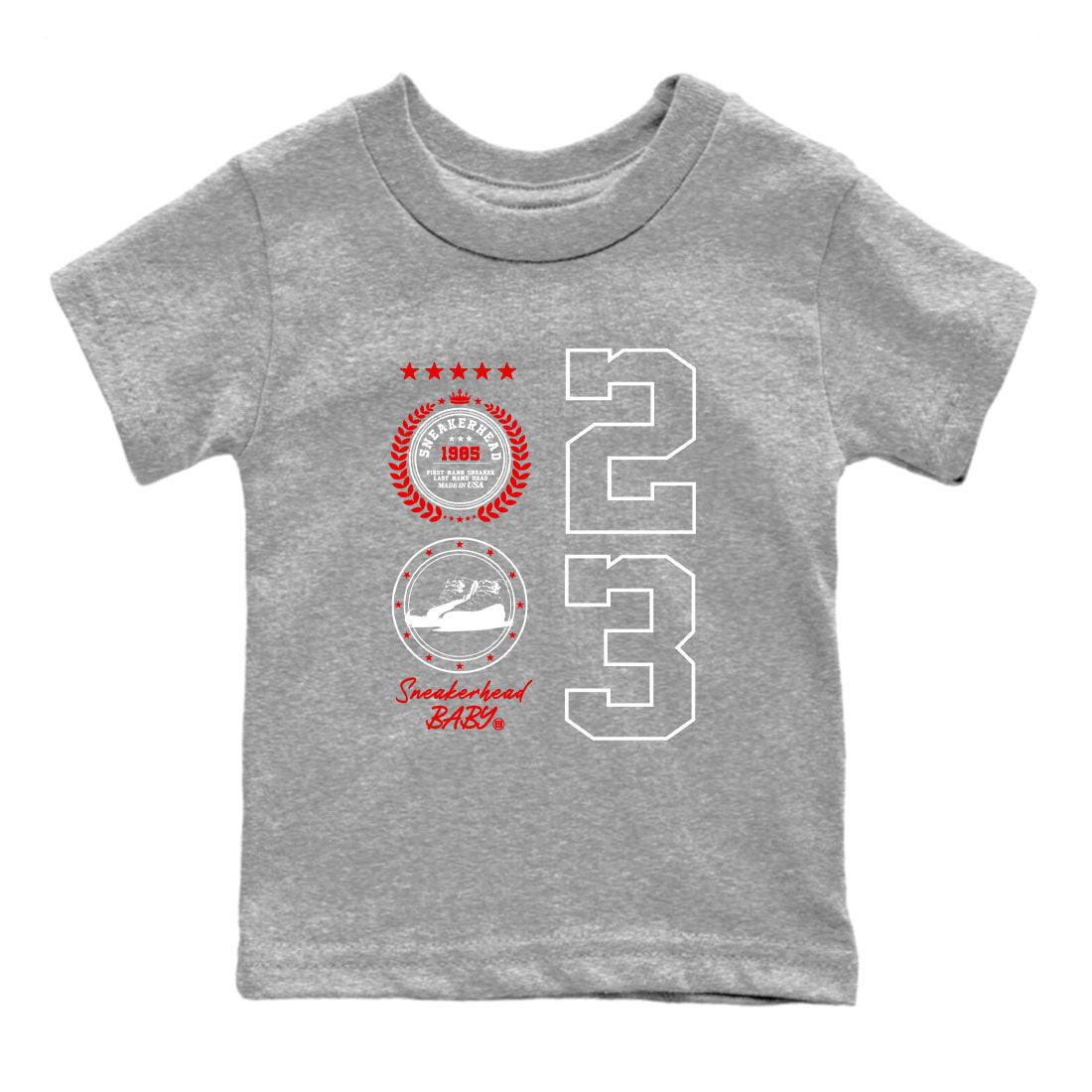 Air Jordan 1 Taxi Flip shirts to match jordans Sneaker Emblem sneaker match tees Air Jordan 1 Taxi Flip Drip Gear Zone baby toddler Heather Grey 2 cotton Shirt