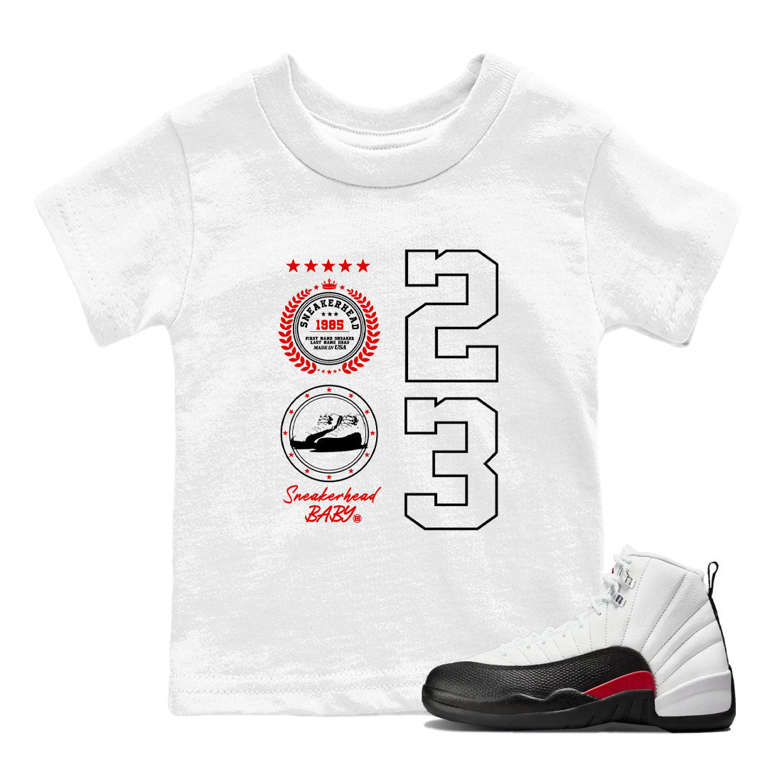 Air Jordan 1 Taxi Flip shirts to match jordans Sneaker Emblem sneaker match tees Air Jordan 1 Taxi Flip Drip Gear Zone baby toddler White 1 cotton Shirt