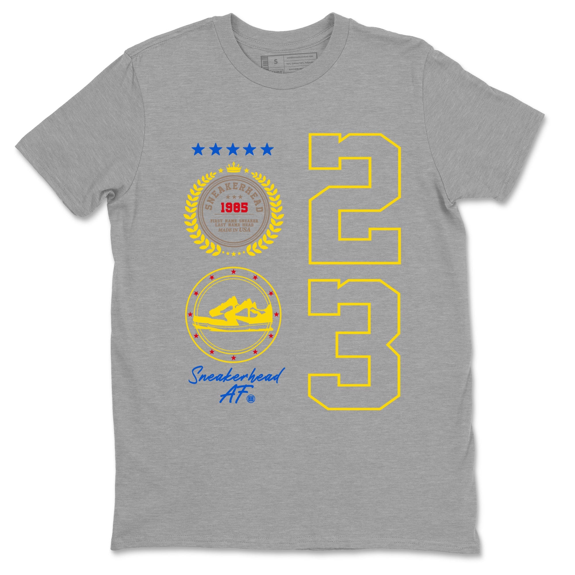 Air Jordan 1 Low x Travis Scott x Canary shirt to match jordans Sneaker Emblem sneaker tees AJ1 Travis Scott Canary Streetwear Brand Drip Gear Zone unisex cotton Heather Grey 2 crew neck shirt