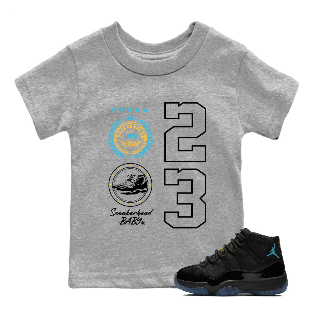 Sneaker Threads  Sneaker Tees To Match Air Jordan 11 Retro Gamma  Sneaker Emblem Youth Graphic Tee Heather Grey 1. Perfect for Jordan releases 2025 colorways.