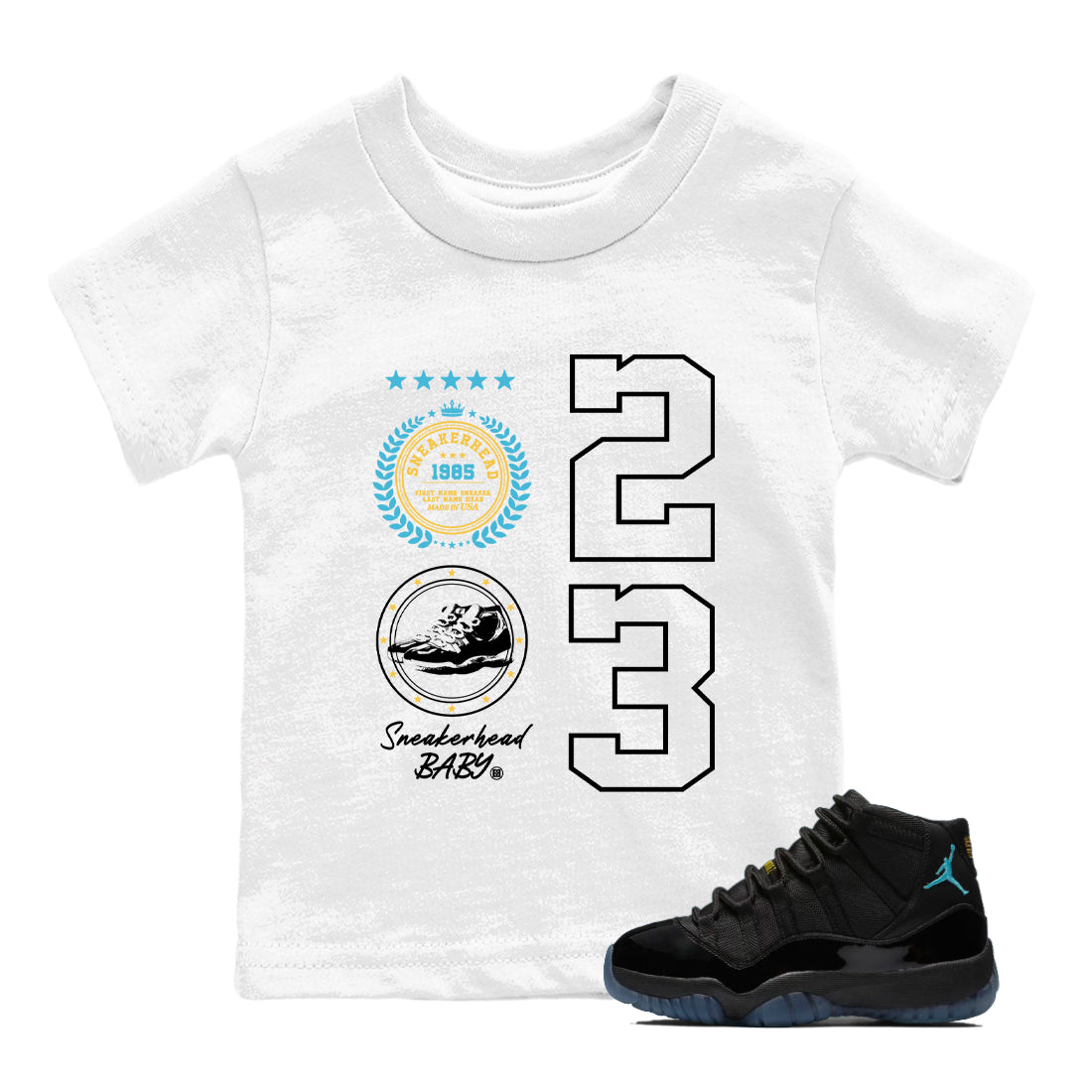 Sneaker Threads  Sneaker Tees To Match Air Jordan 11 Retro Gamma  Sneaker Emblem Youth Graphic Tee White 1. Perfect for Jordan releases 2025 colorways.