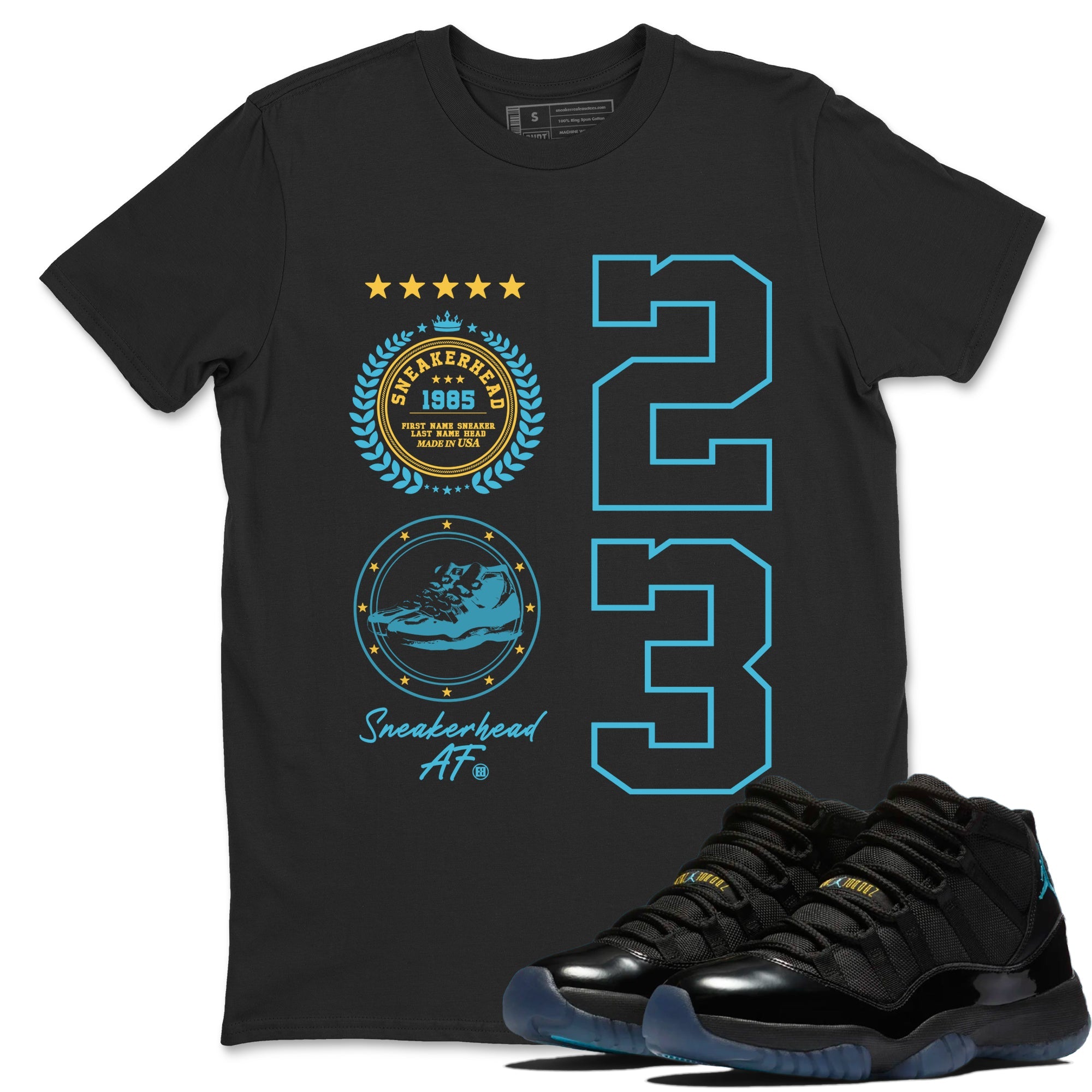 Sneaker Threads  Sneaker Tees To Match Air Jordan 11 Retro Gamma  Sneaker Emblem Graphic Tee Black 1. Perfect for Jordan releases 2025 colorways.
