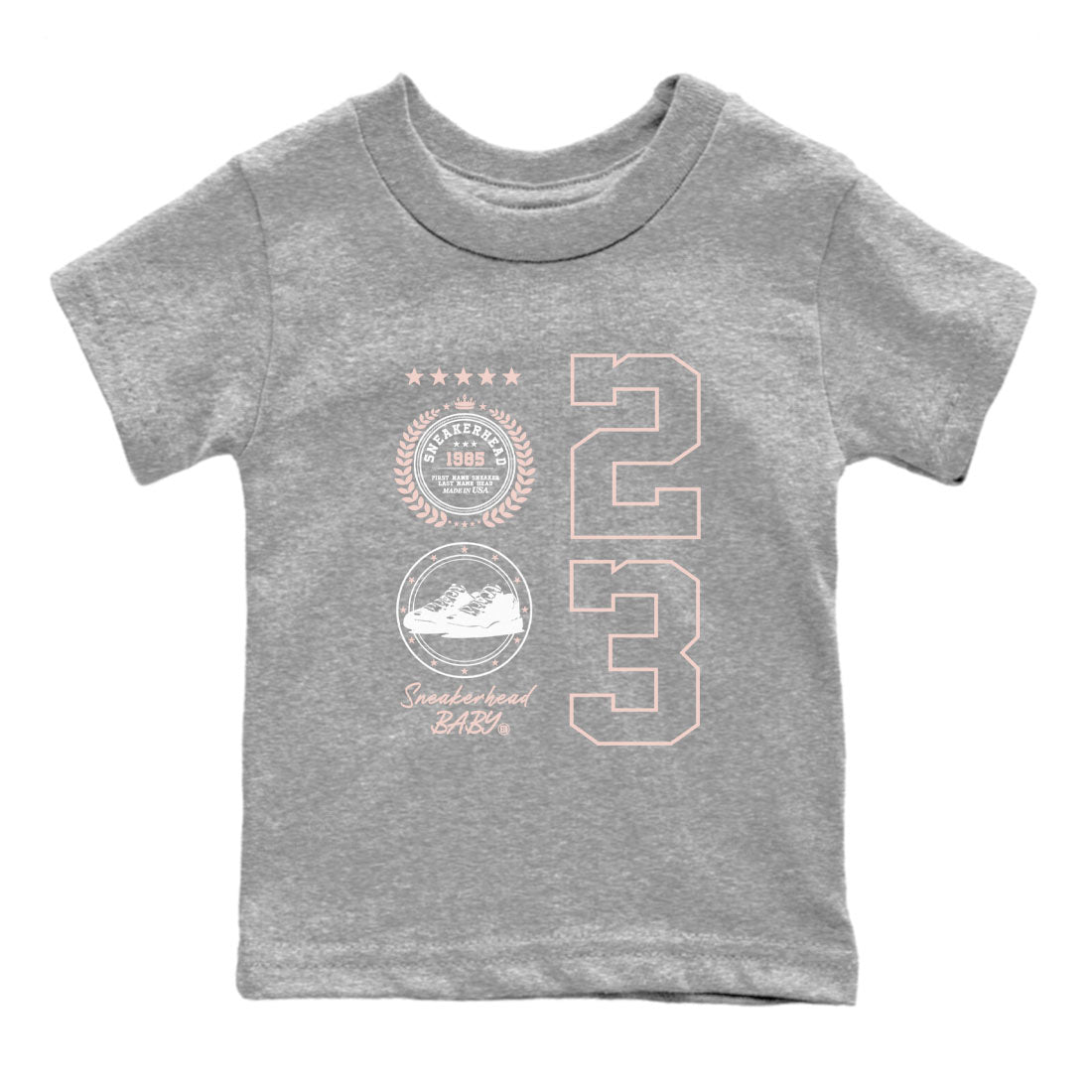 11s Legend Pink shirt to match jordans Sneaker Emblem sneaker tees Air Jordan 11 Legend Pink Drip Gear Zone baby toddler Heather Grey 2 cotton Shirt